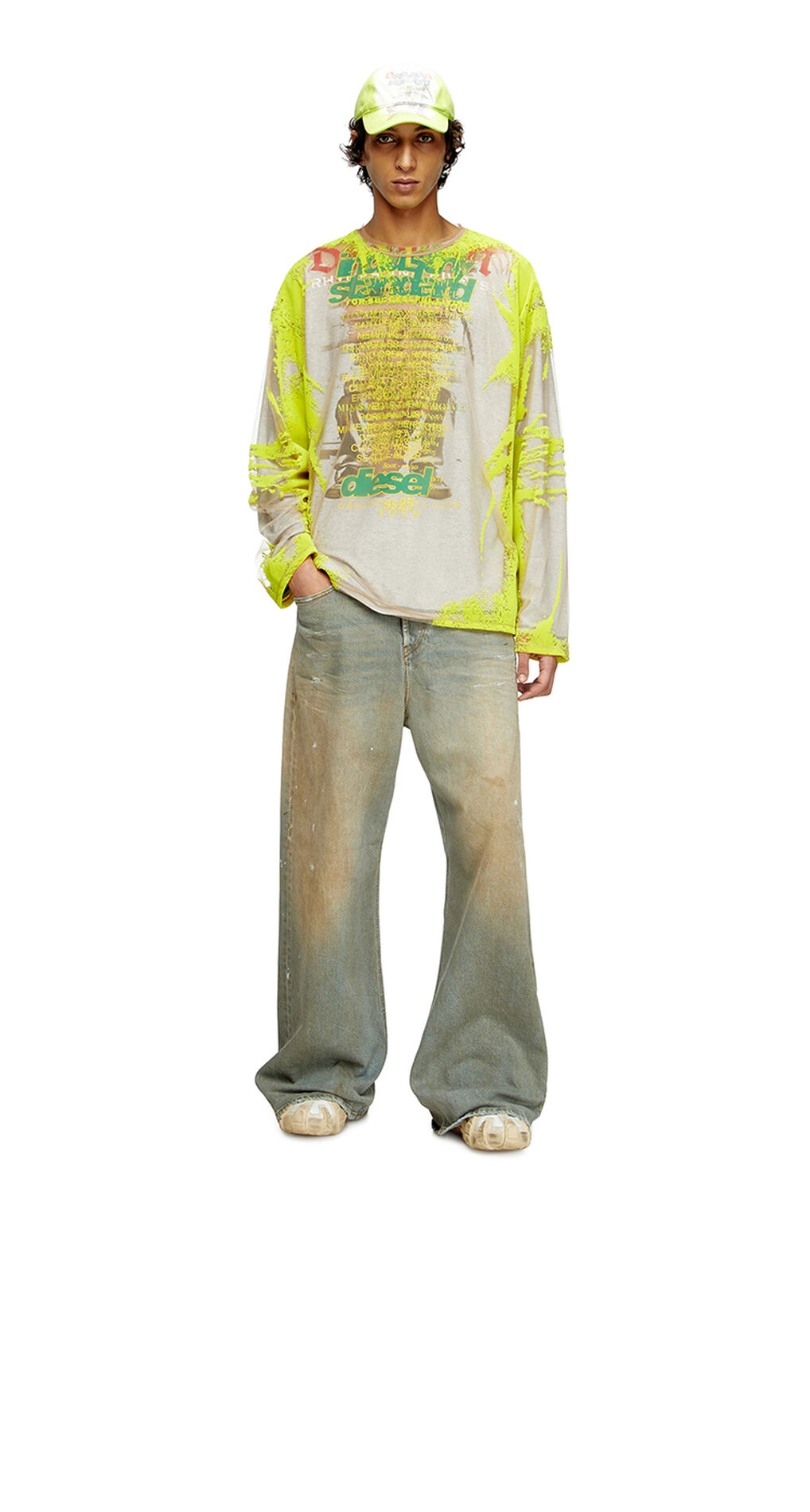 Long-sleeve nylon T-shirt with lyrics print