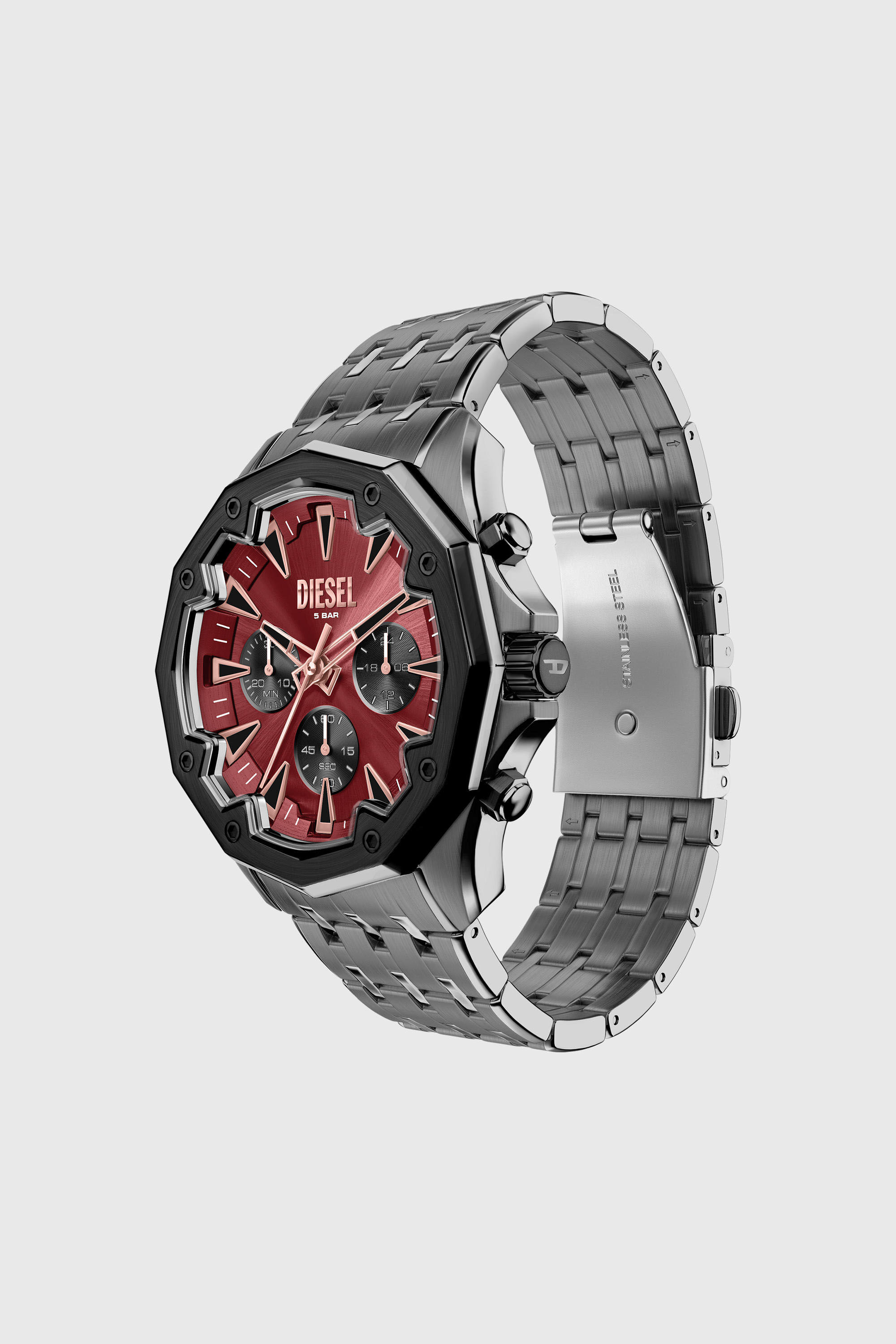 Diesel - DZ4715 WATCH, Man's Stinger gunmetal stainless steel watch in Dark grey - 7