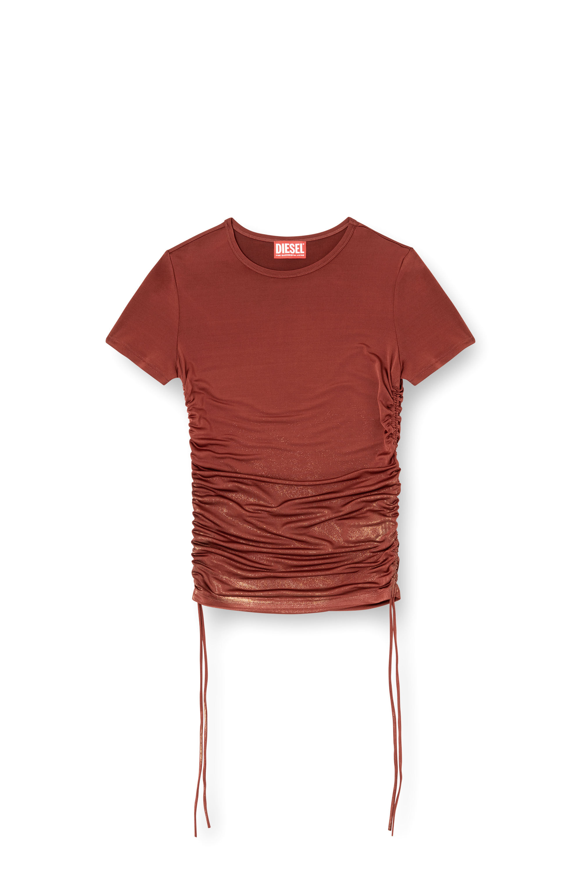 Diesel - T-REY, Woman's Jersey top with drawstring sides in Brown - 2