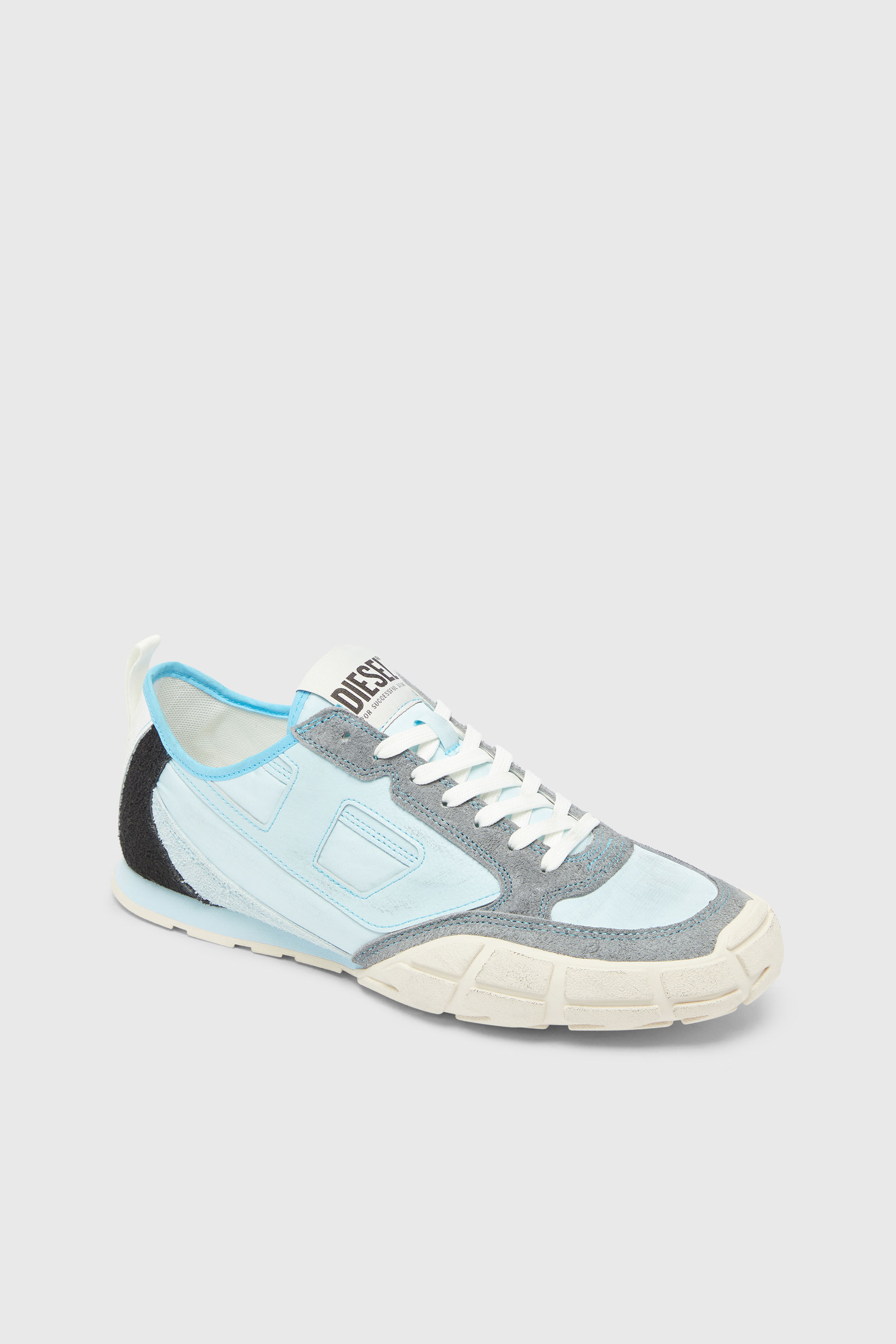 Diesel - S-PAGODHA LOW, Man's S-Pagodha - Sneakers in leather and nylon in Light Blue - 6
