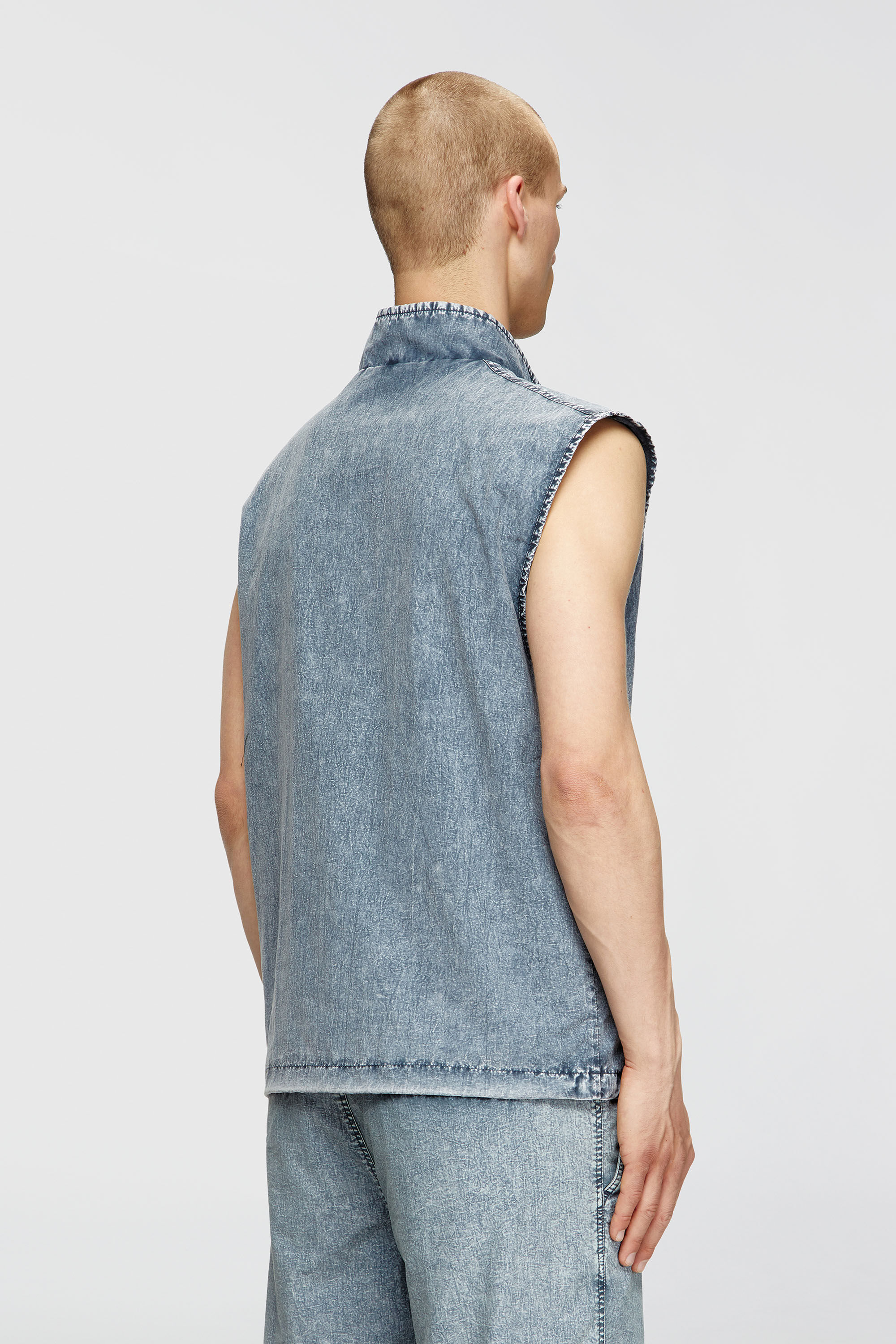 Diesel - J-ERB, Man's Vest in recycled nylon taslan in Medium blue - 4