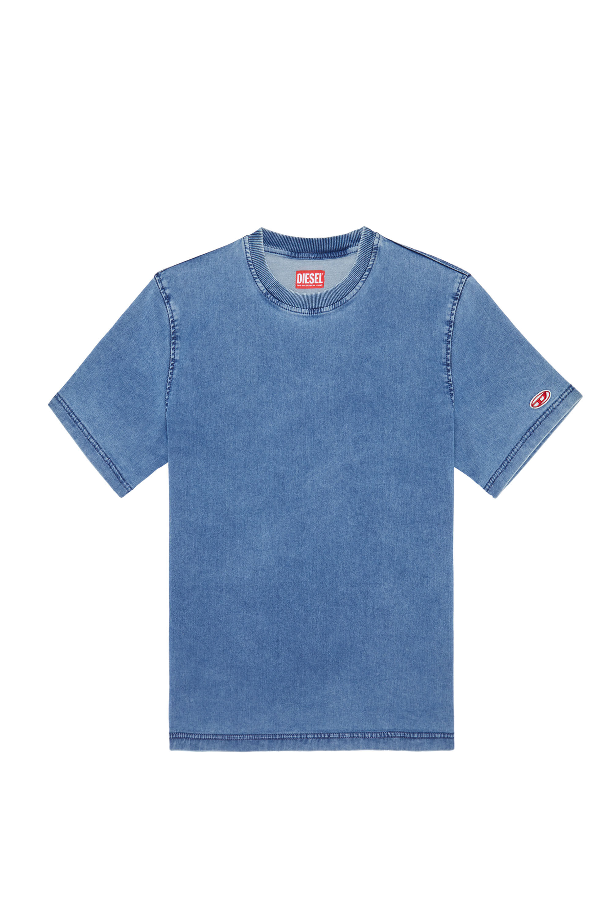 Diesel - D-BIGGOR TRACK DENIM T-SHIRT, Light Blue - Image 2