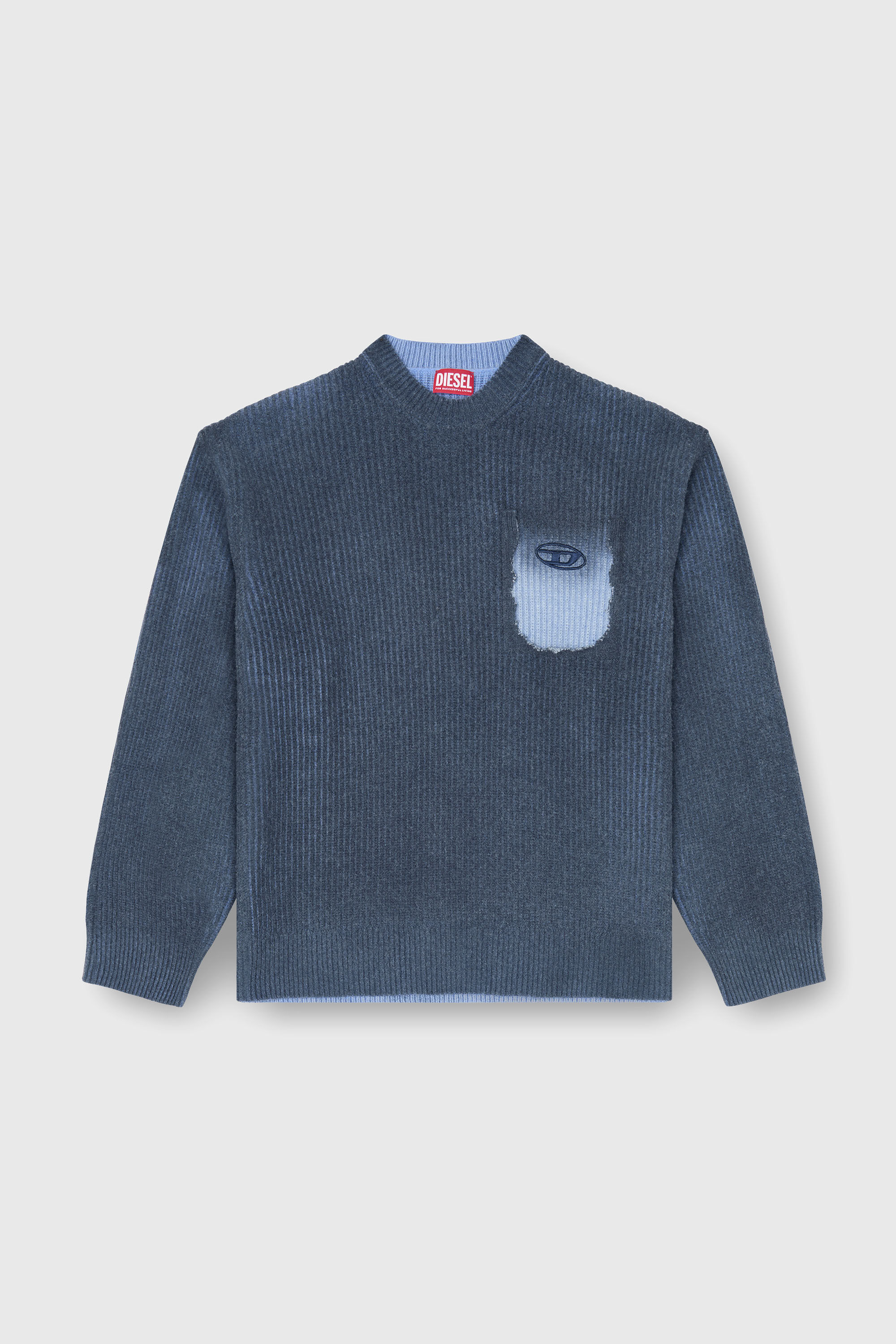 Diesel - K-PICKLER, Man's Wool-blend jumper with mock pocket in Dark Blue - 2
