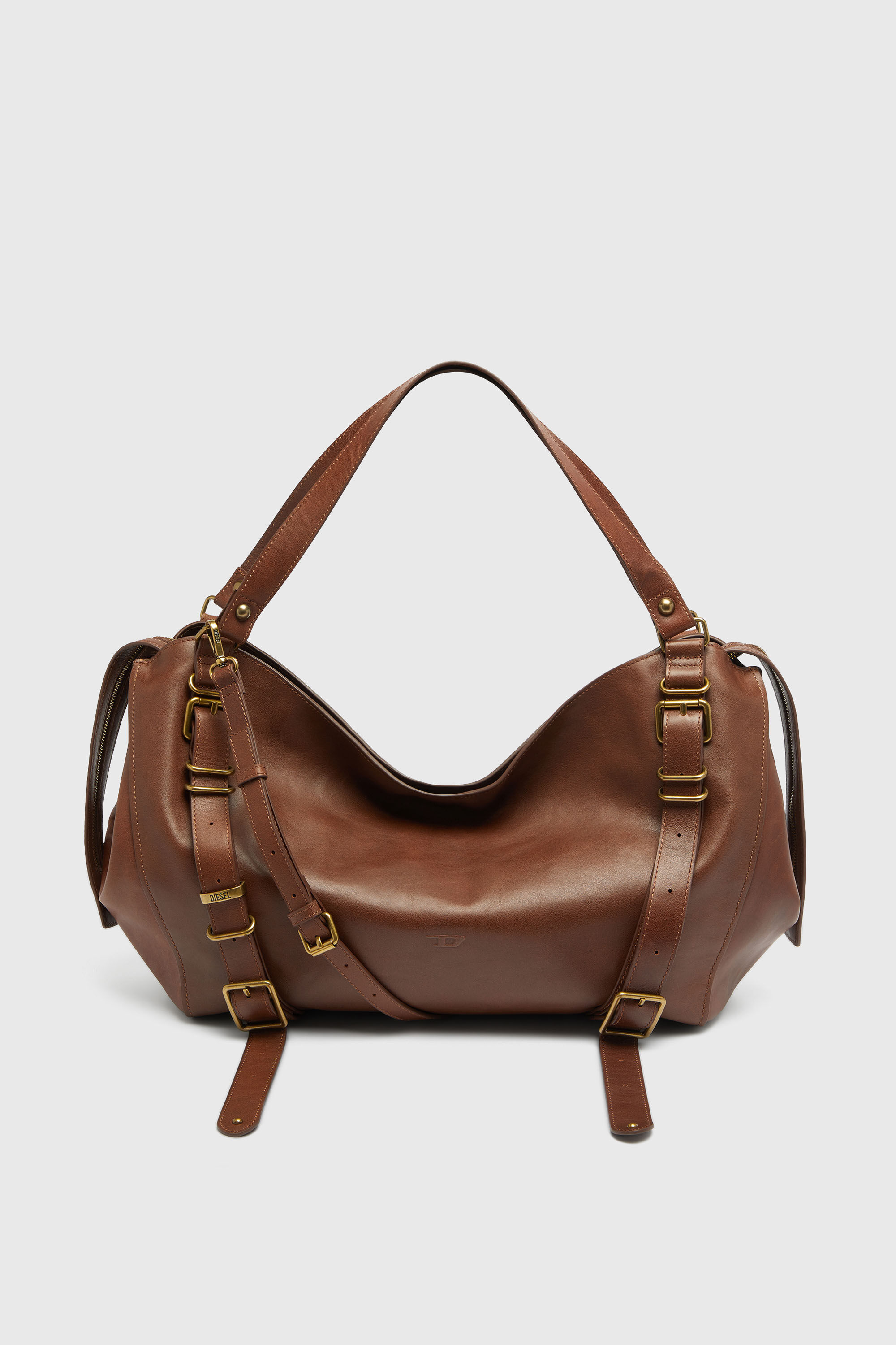 Diesel - D-ONE TOPHANDLE L, Unisex's D-One-Large top-handle bag in treated leather in Brown - 2