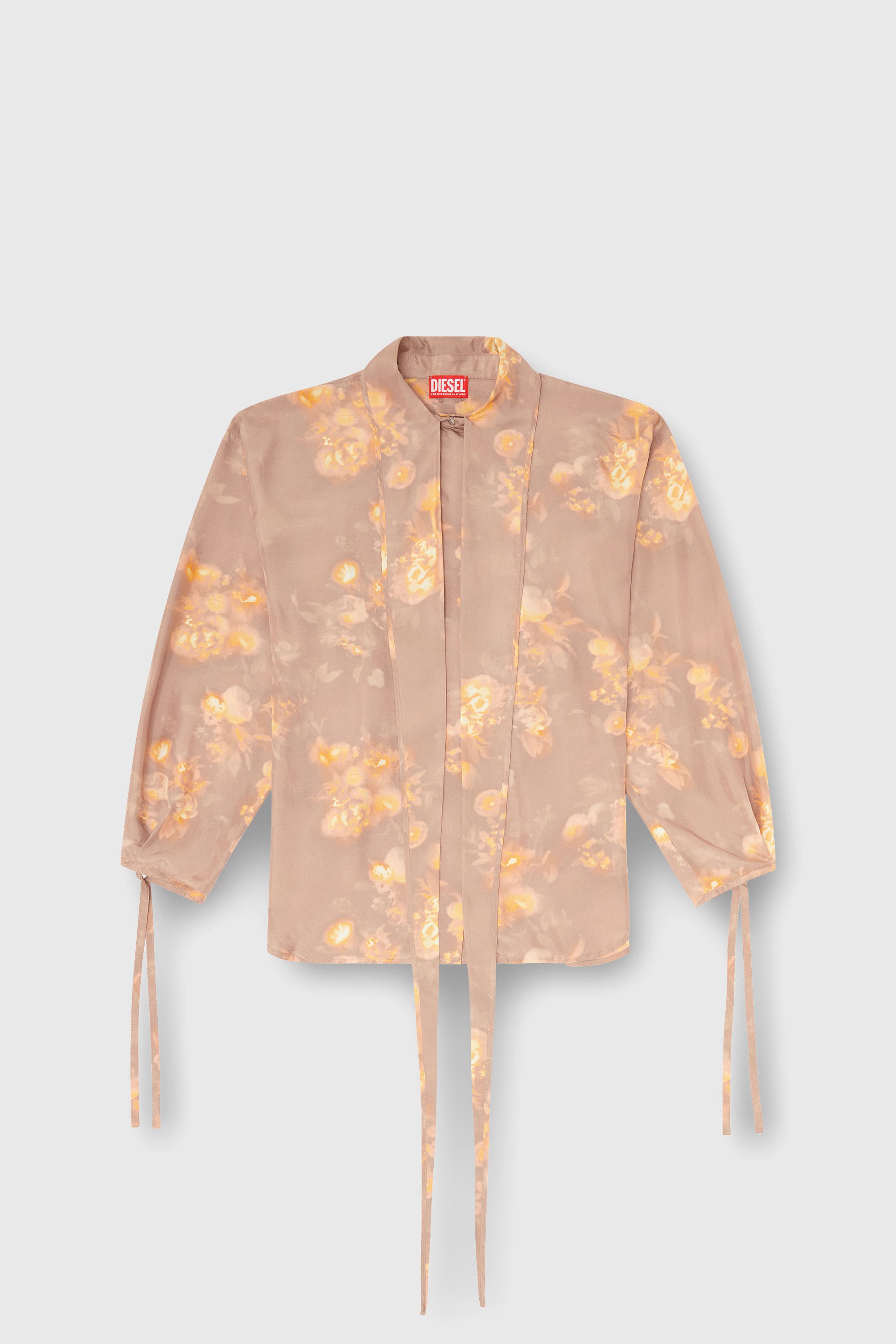 Diesel - C-ALLAS-T1, Woman's Shirt in floral-print habotai silk in Light Brown - 2