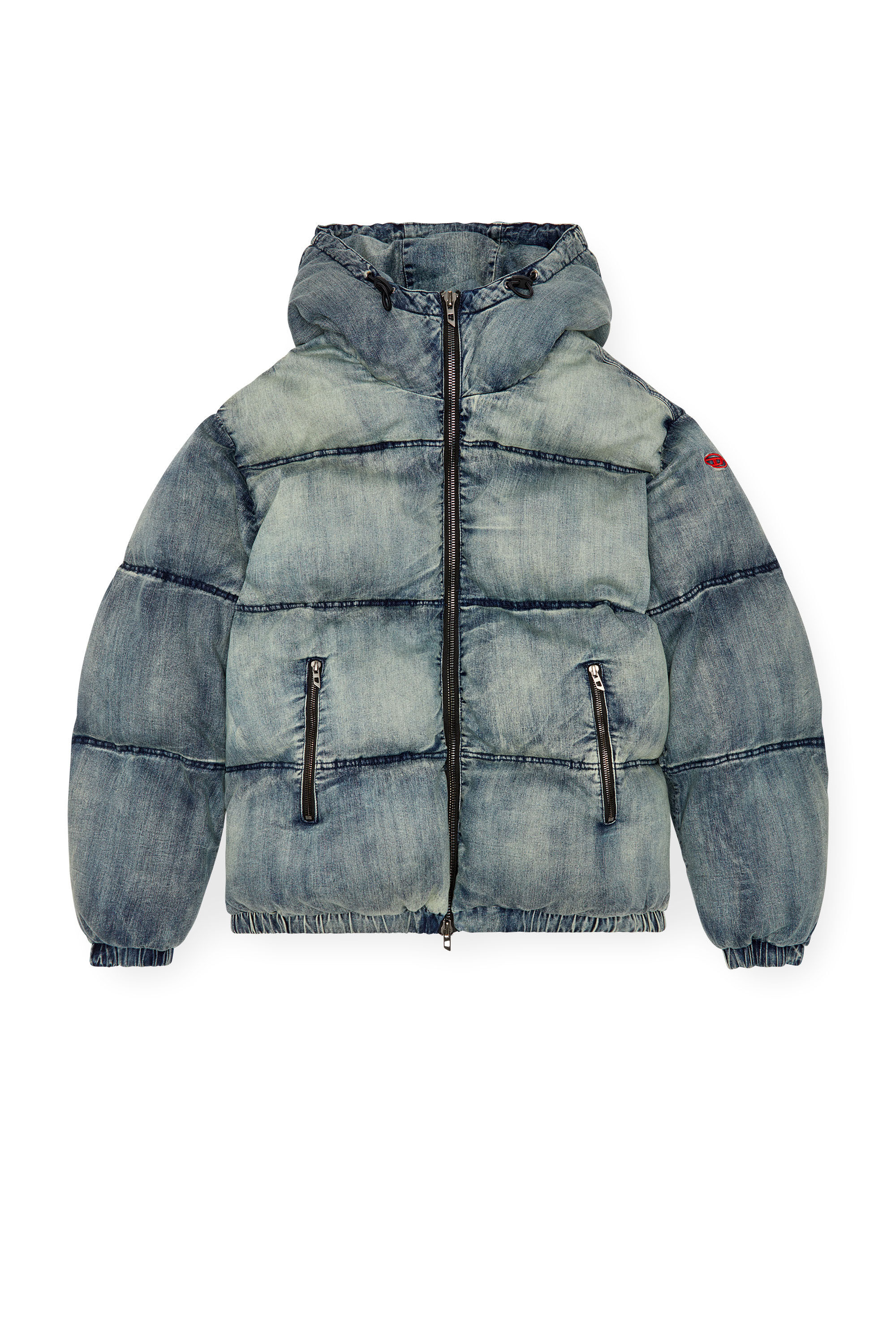 Diesel - W-MONS, Man's Puffer jacket in treated denim in Blue - 2