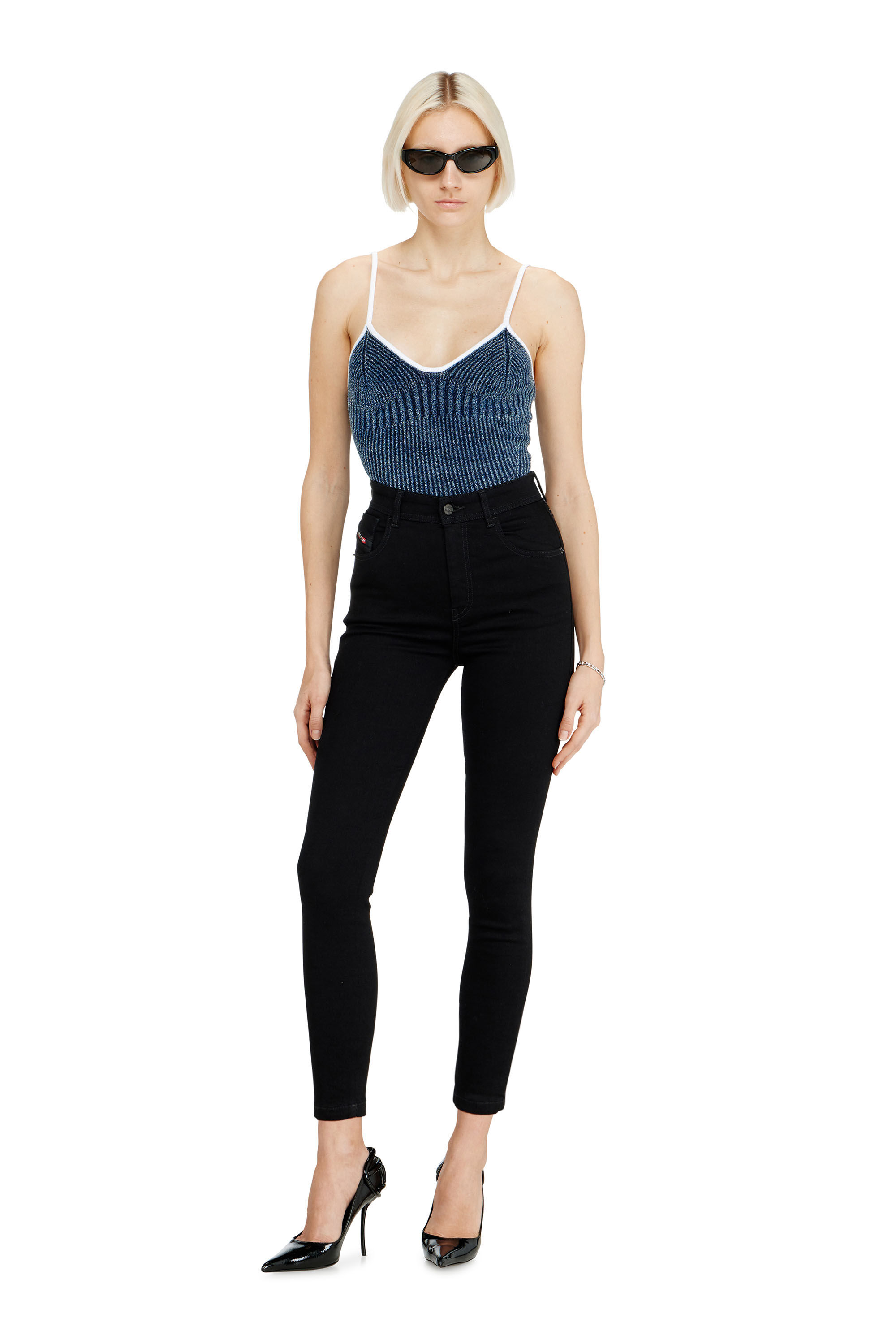 パンツ Diesel 1984 SLANDY Skinny Jeans W25 1984 SLANDY-HIGH Woman: Super Skinny Stretch Jeans | Black/Dark