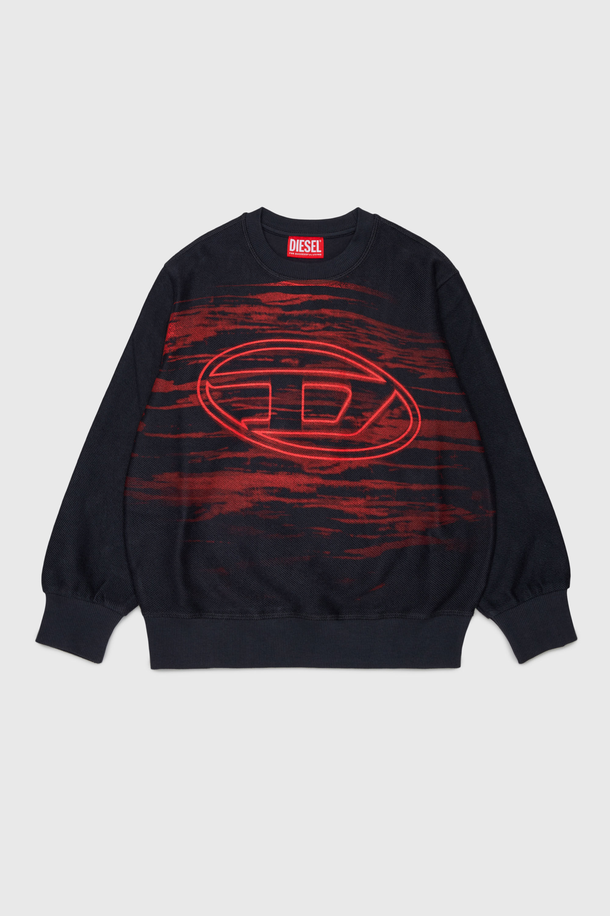 Diesel - SFRIT OVER, Man's Sweatshirt with streaks and Oval D logo in Black - 1