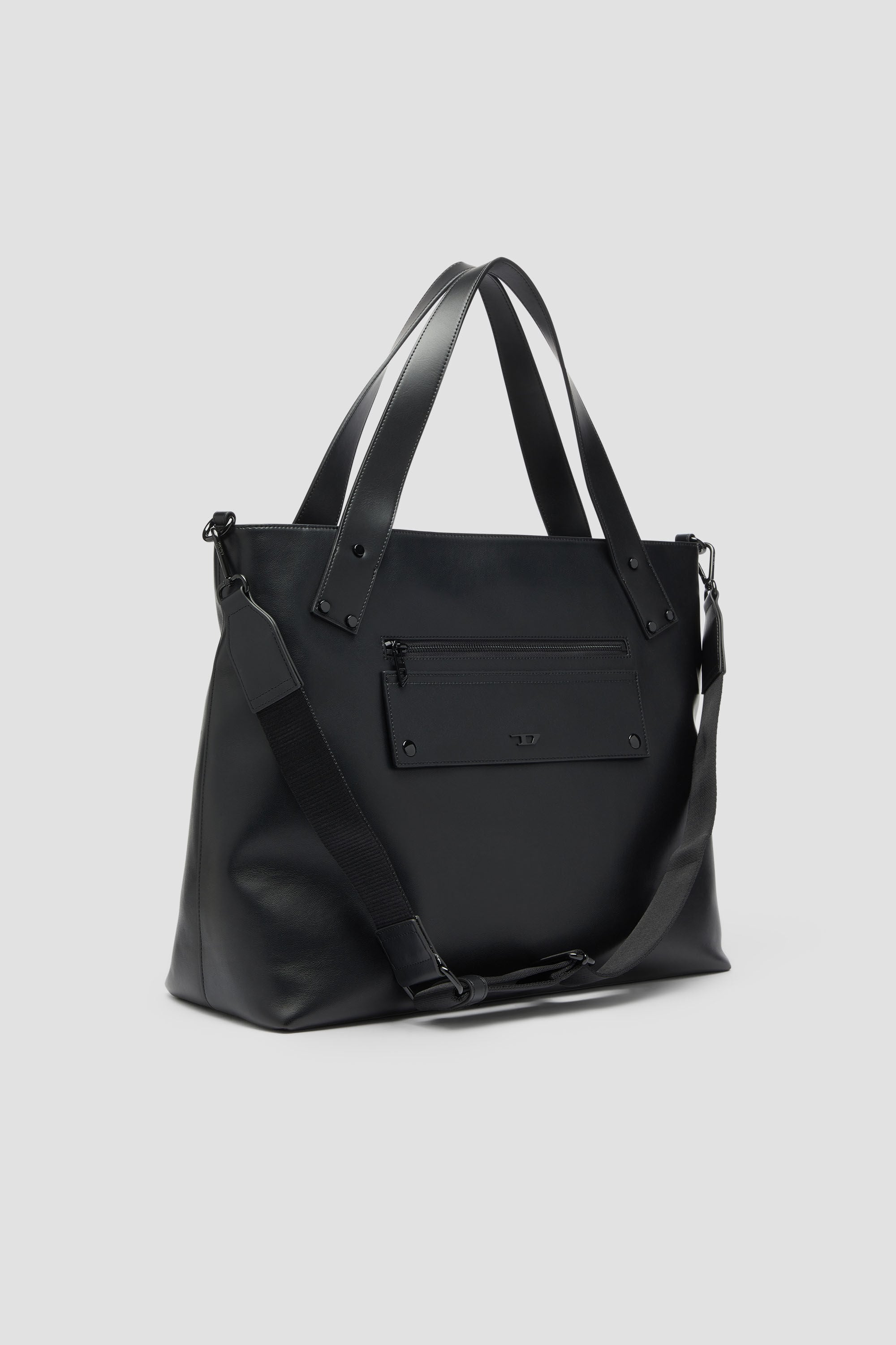 Diesel - RIVET-D TOTE E\W, Man's Rivet-D - Shopping Bag with zip and flap pocket in Black - 5
