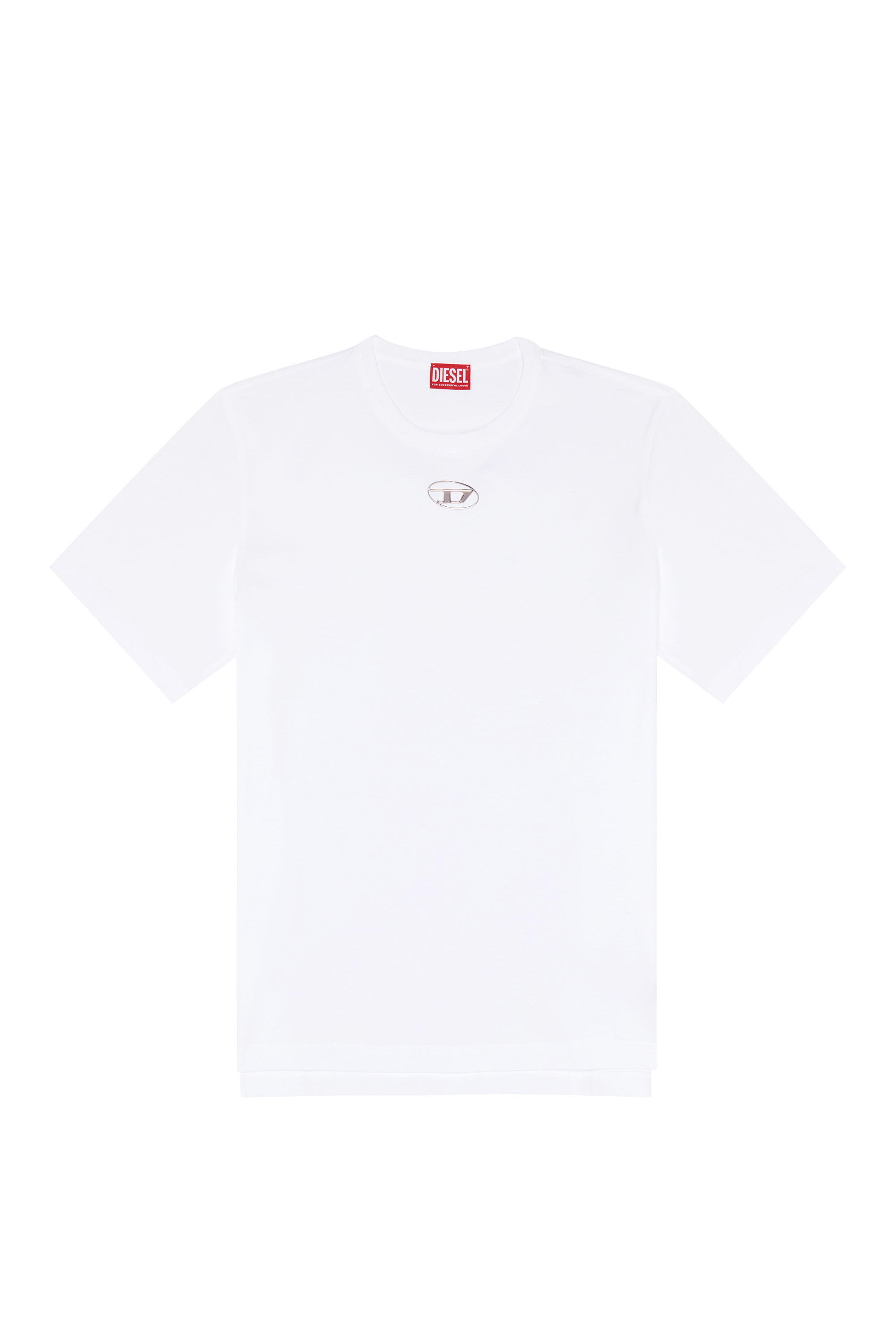 Diesel - T-ADJUST-OD, Man's T-shirt with metallic Oval D in White - 2