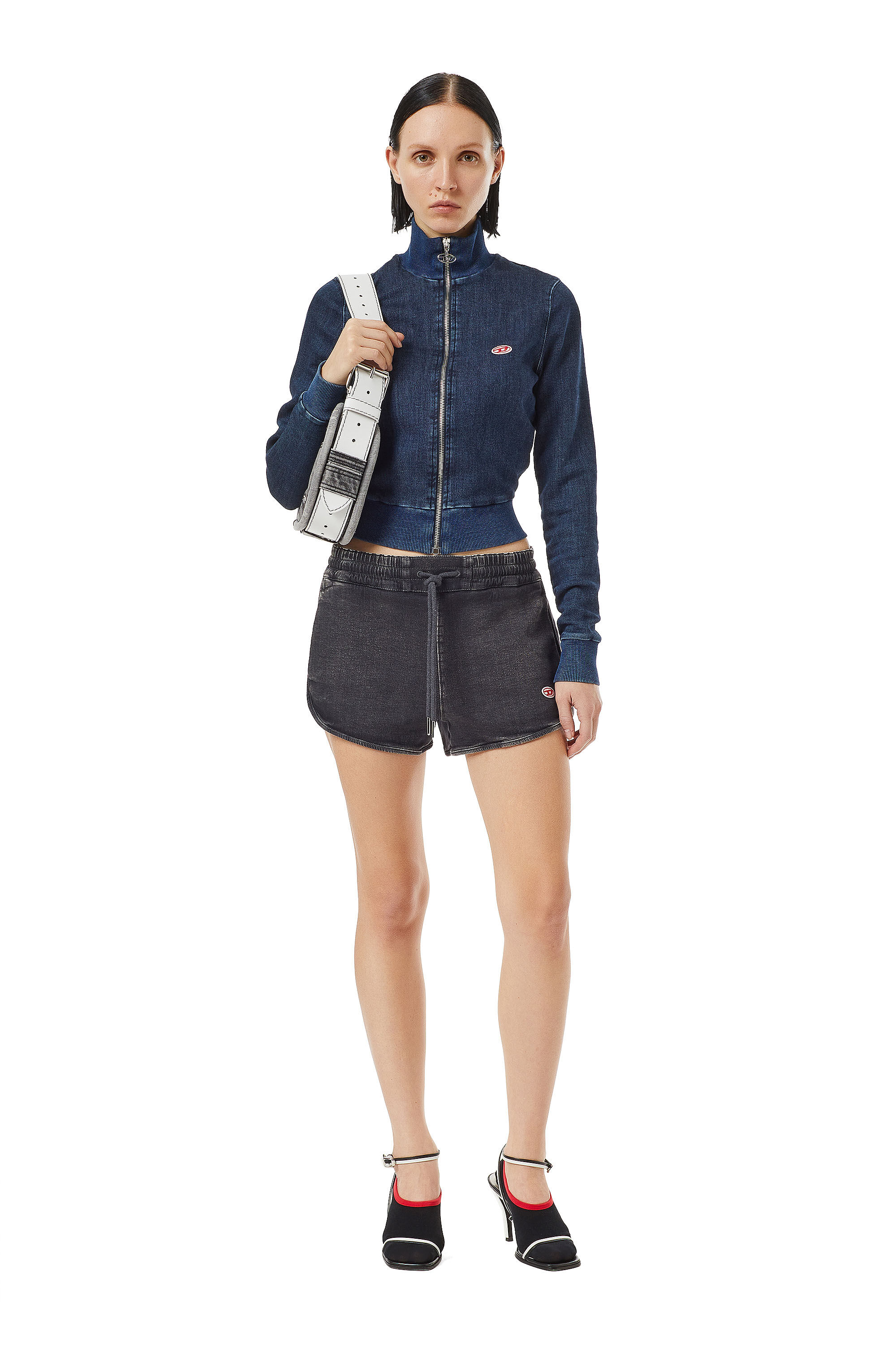 Diesel - D-SUNNY TRACK DENIM RUNNING SHORTS, Black/Dark grey - Image 1
