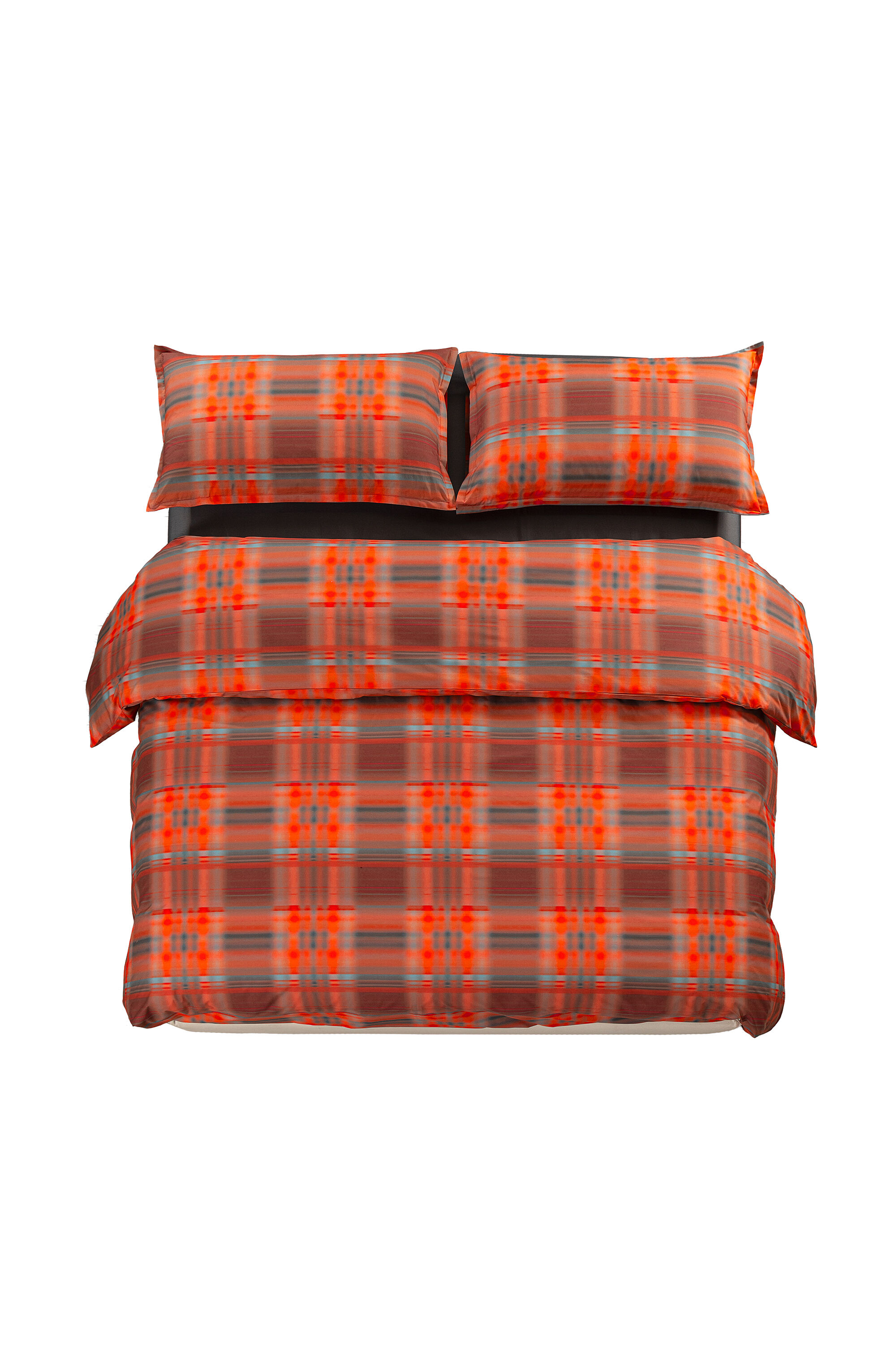 Diesel - 1016333  HAZY TARTAN DUVET COVER SET FOR, Unisex's Percale duvet cover parure  for a queen-size bed in Orange - 1
