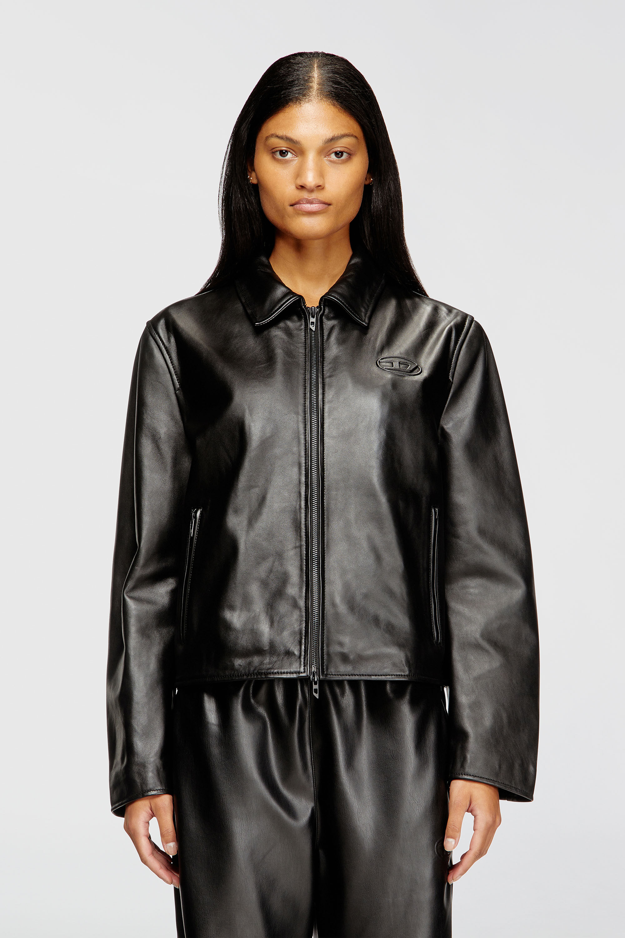 Diesel - L-AMAR-FEM-S2, Woman's Coach jacket in leather in Black - 3