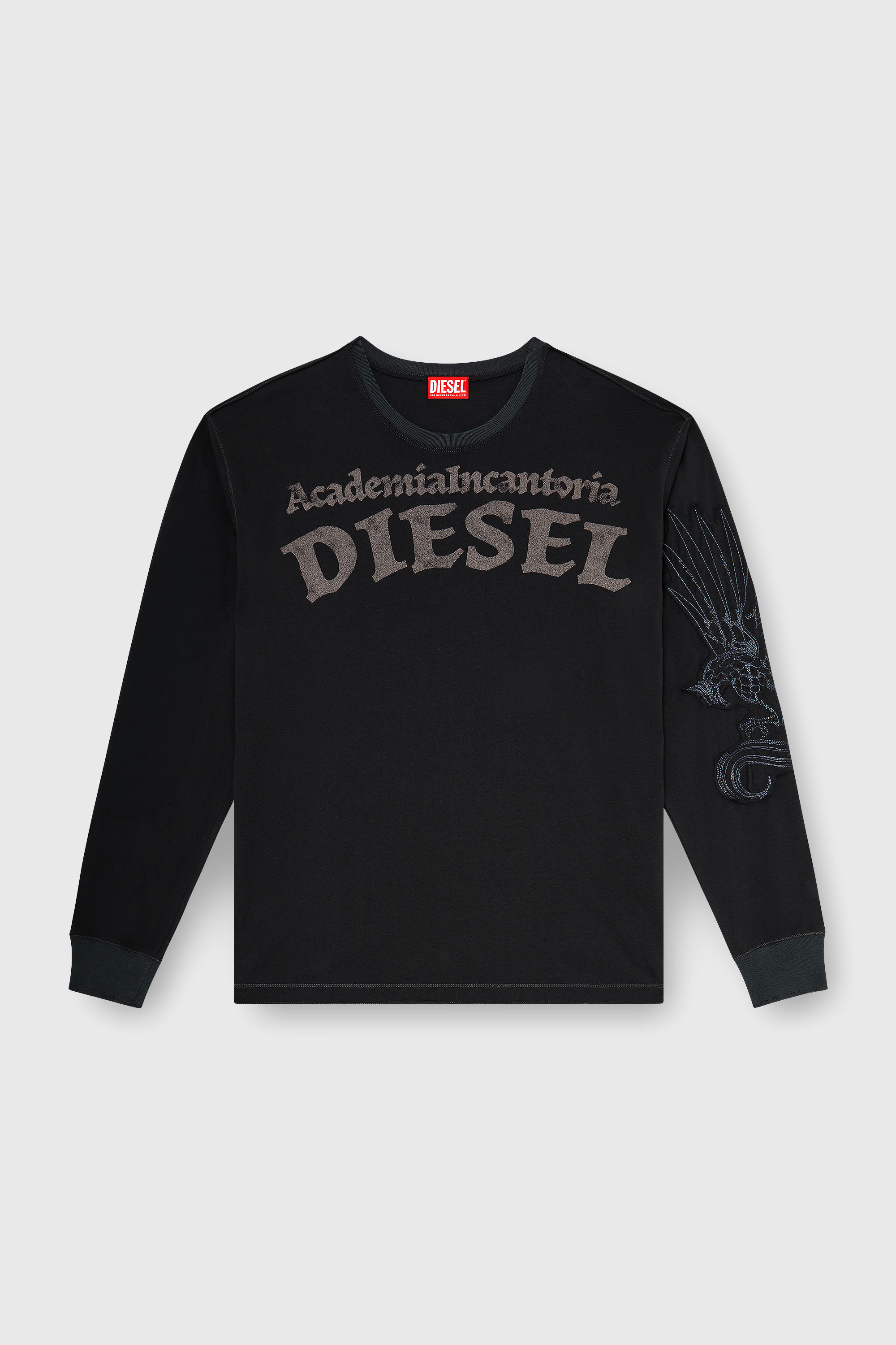 Diesel - T-NORM-LS-AA3, Man's Long-sleeve T-shirt with prints and patches in Black - 2