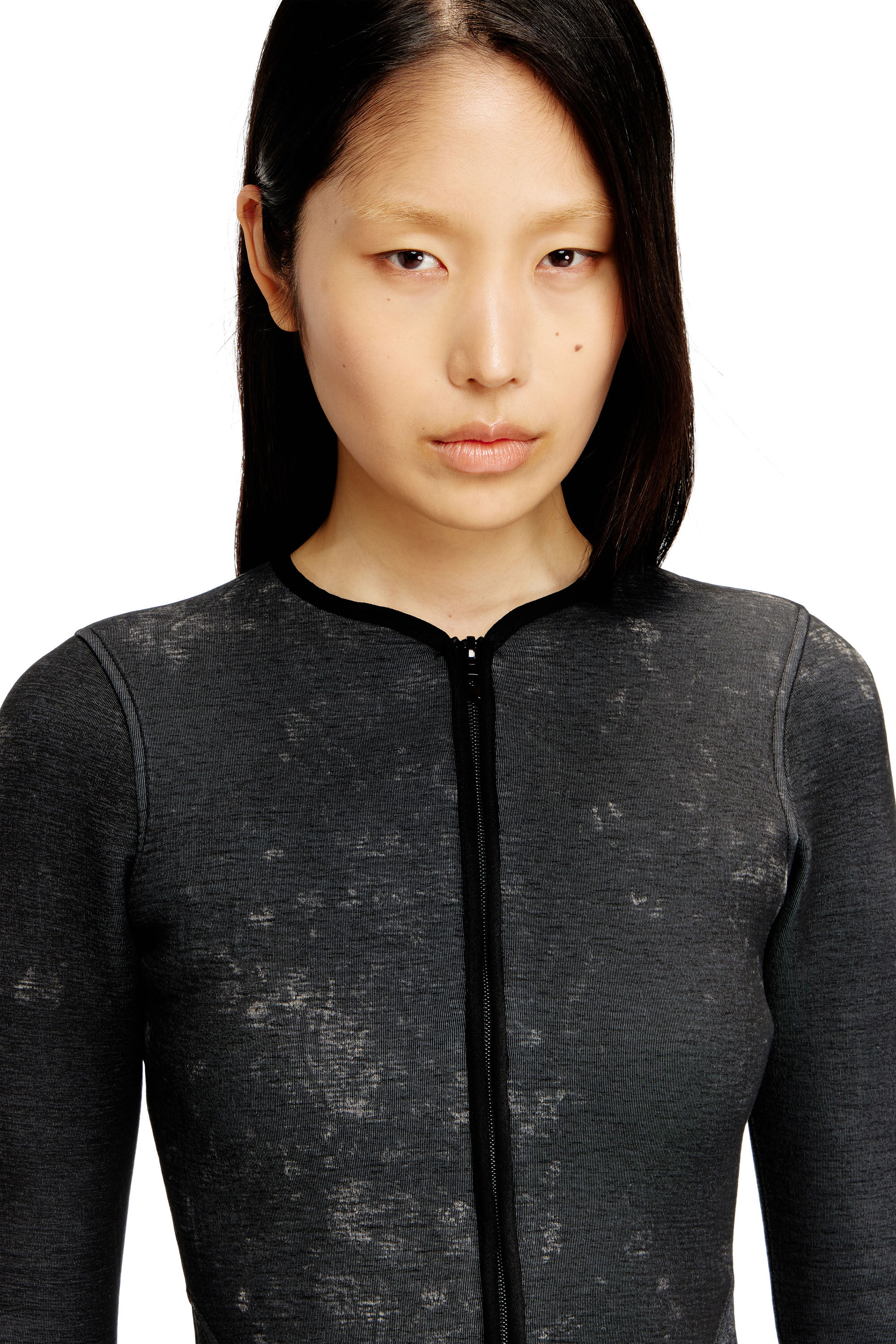 Diesel - D-EOPRE, Woman's Short dress in marbled scuba in Dark grey - 5