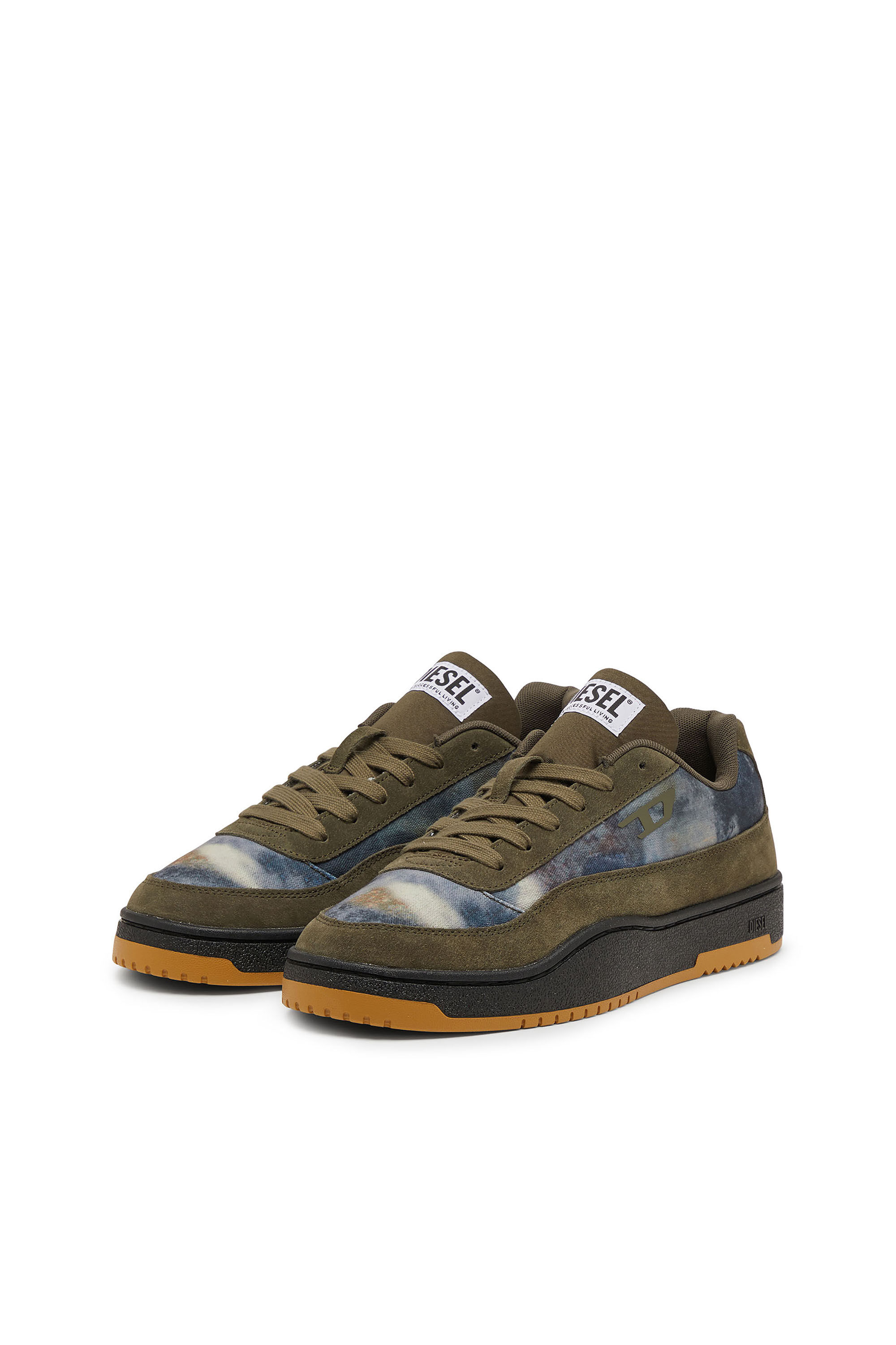 Diesel - S-TRACKER-D LOW, Man's S-Tracker-D leather lace-up shoes in Green/Blue - 7