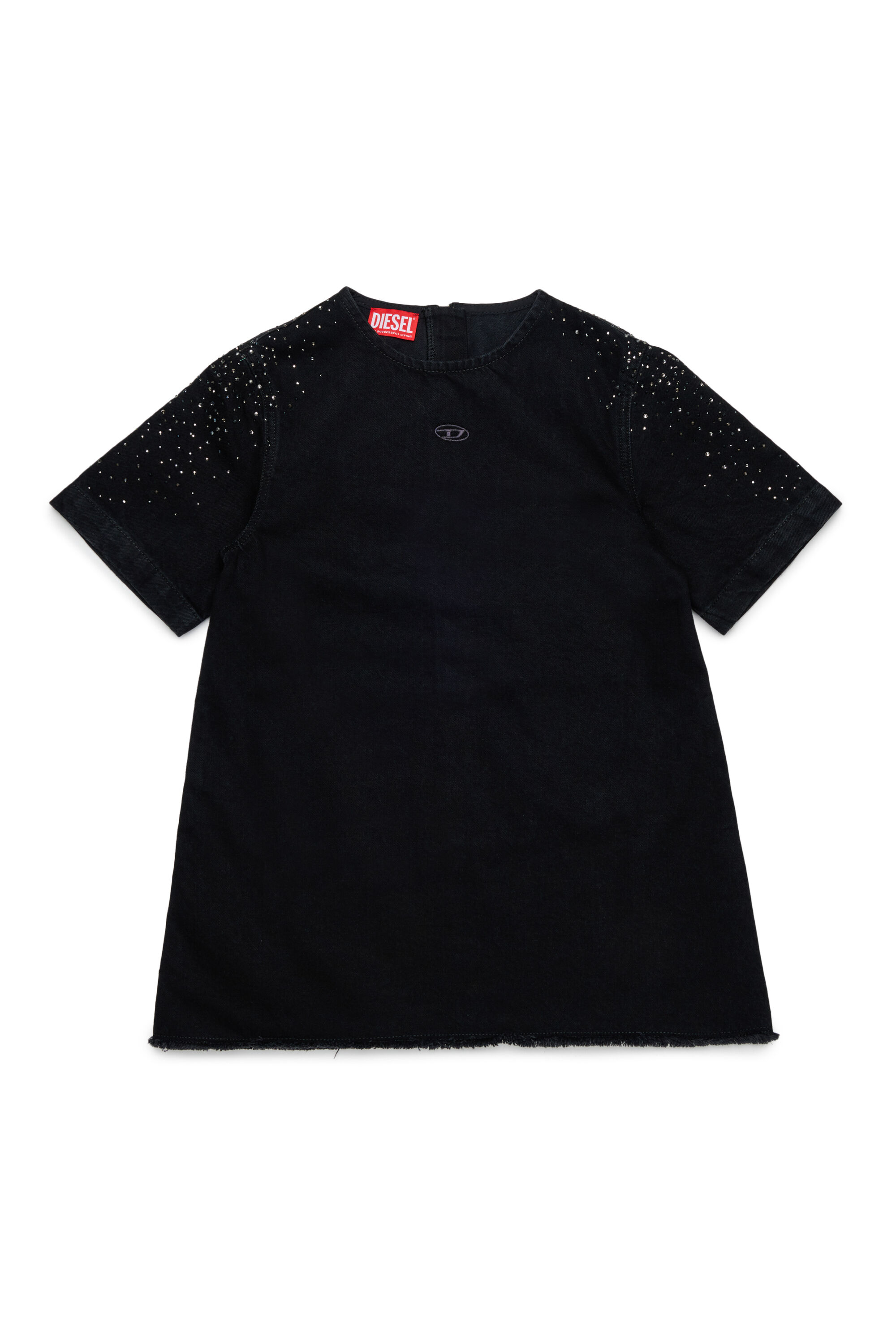 Diesel - DILBY, Woman's Rhinestone-embellished T-shirt dress in Black/Dark grey - 1