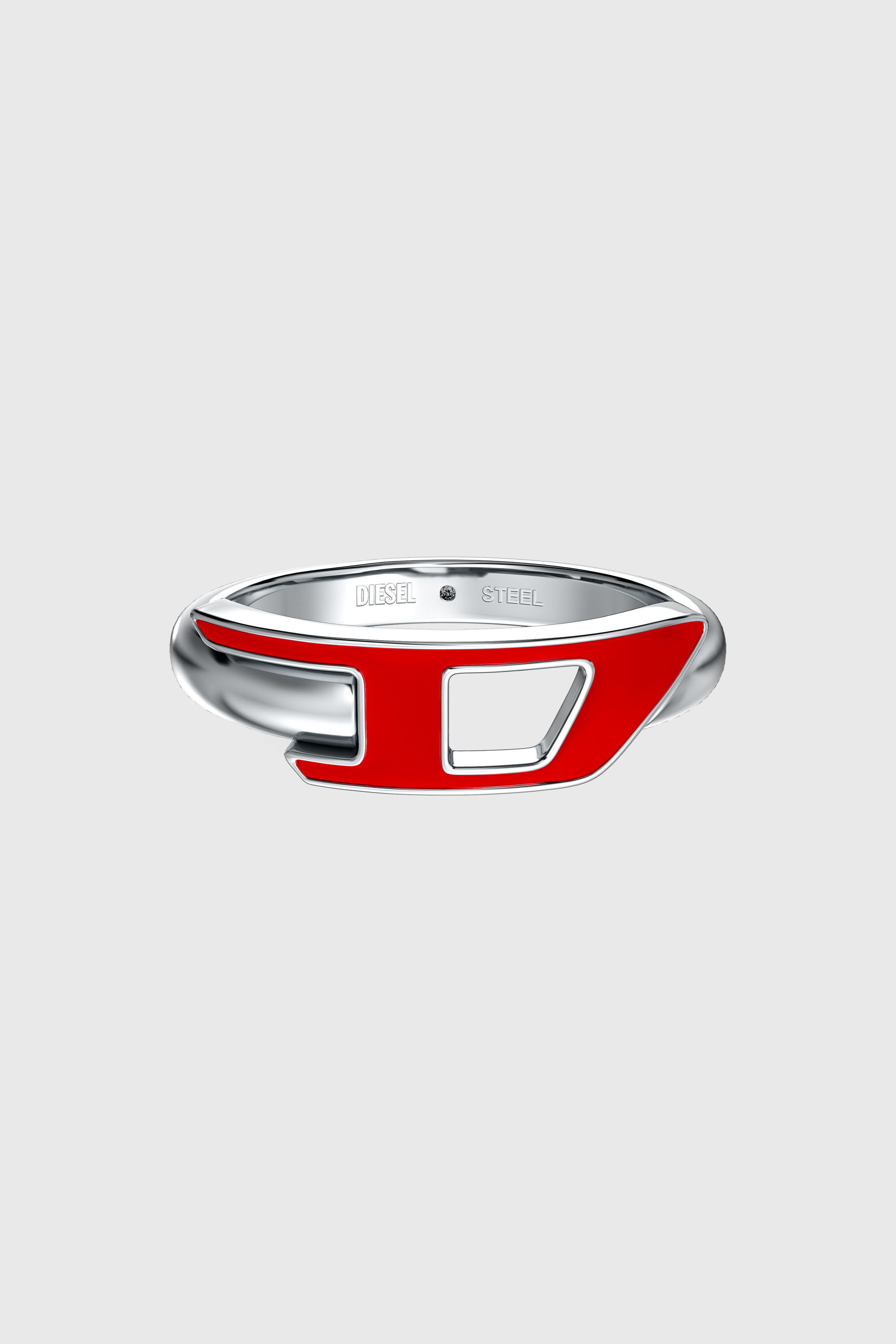 Diesel - DX1688040 JEWELLERY, Unisex's Stainless steel band ring in Silver/Red - 4