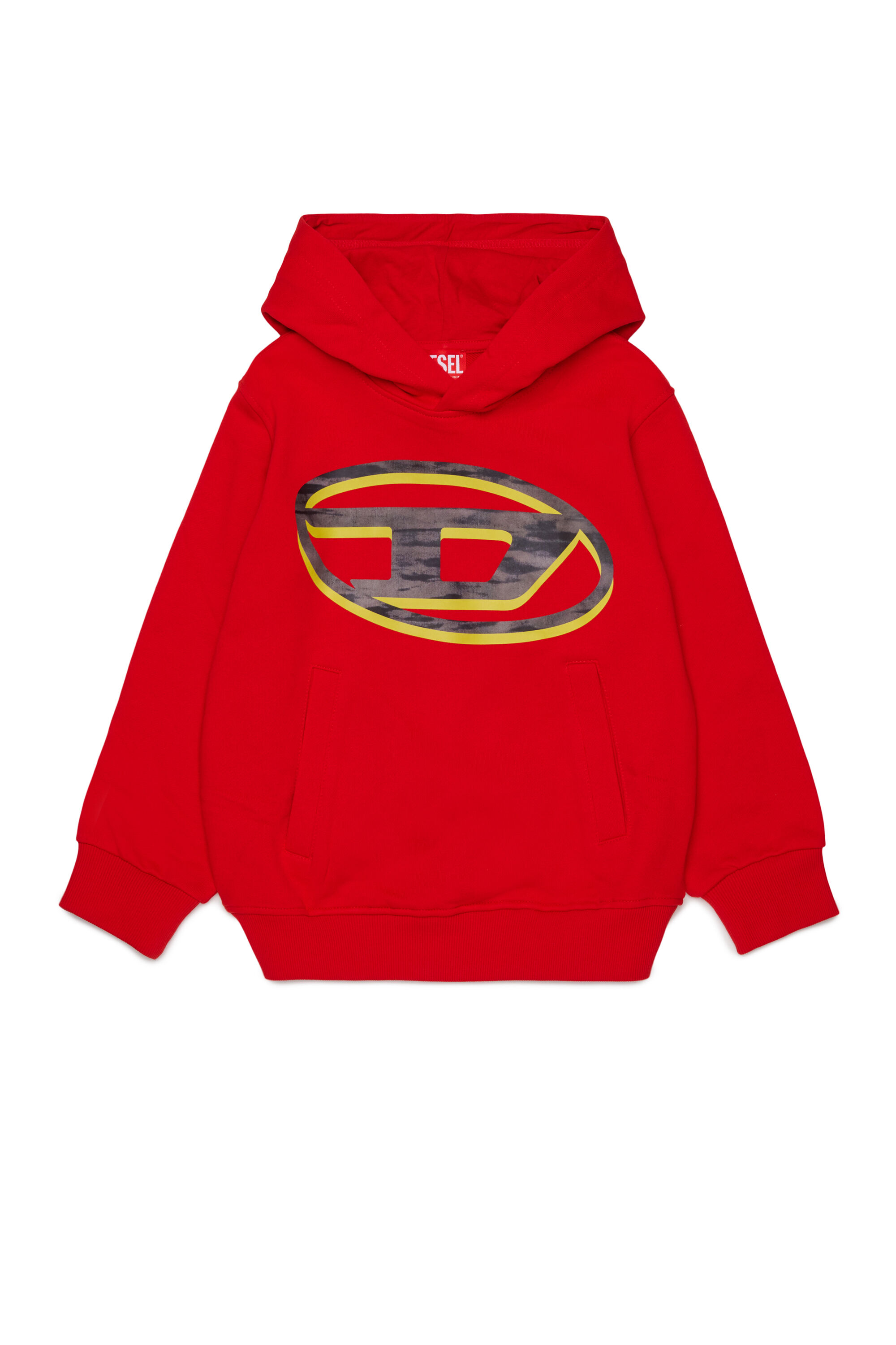 Diesel - SVELLYHOOD OVER, Man's Hoodie with two-tone Oval D print in Red - 1