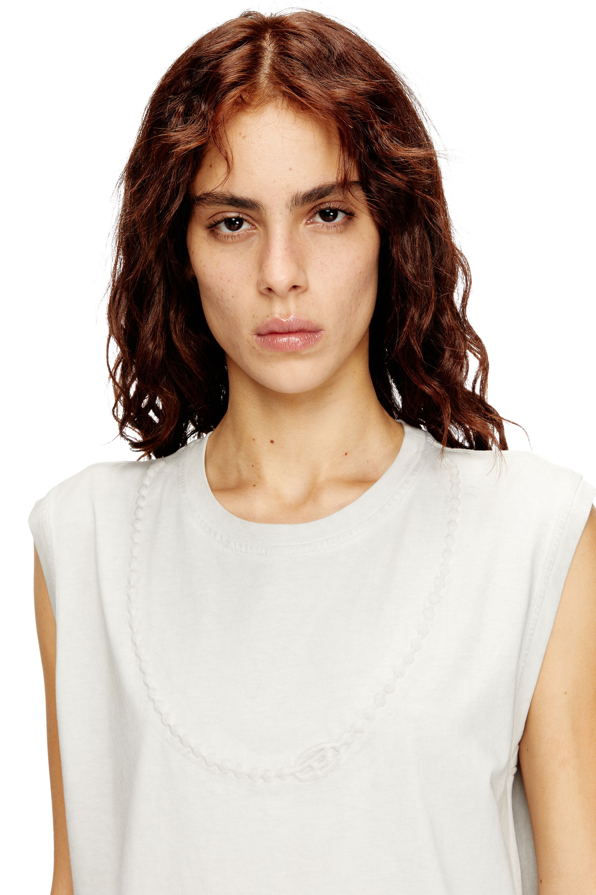 Diesel - D-EMB, Woman's Short cotton dress with embossed chain in null - 4