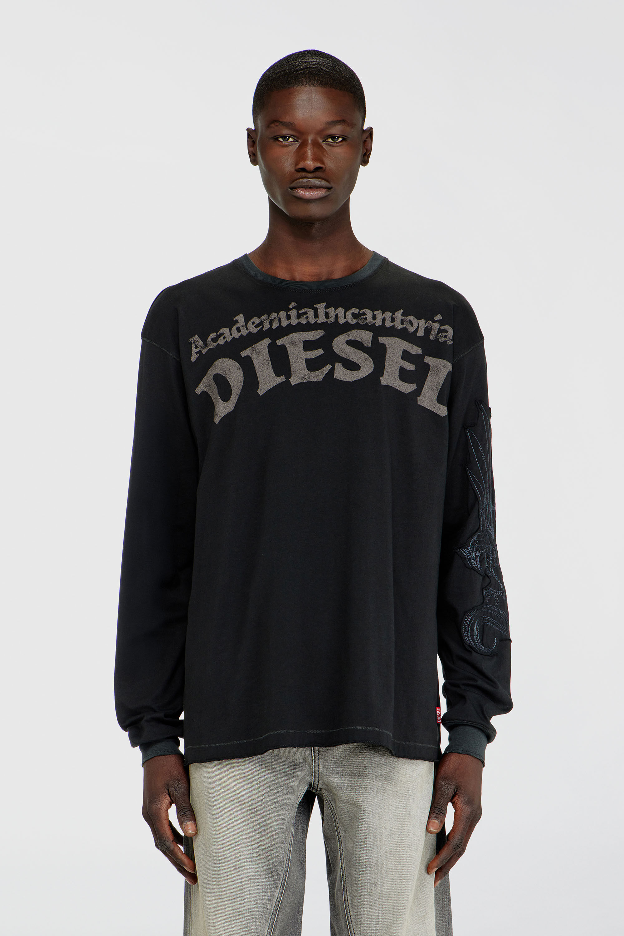 Diesel - T-NORM-LS-AA3, Man's Long-sleeve T-shirt with prints and patches in Black - 3