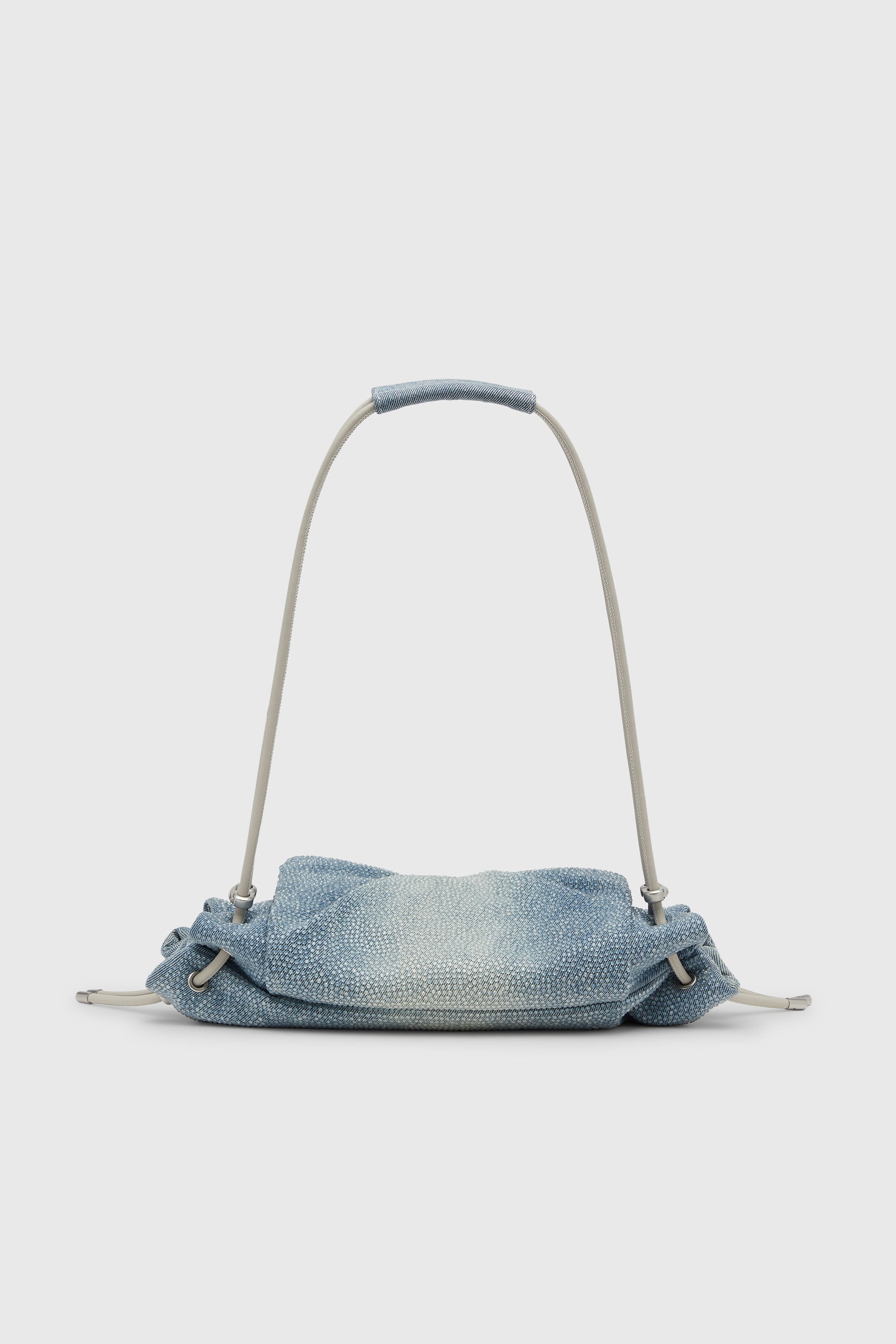 Diesel - SCRUNCH-D SHOULDER S, Woman's Scrunch-D - Shoulder bag in denim with transparent crystals in Blue - 3