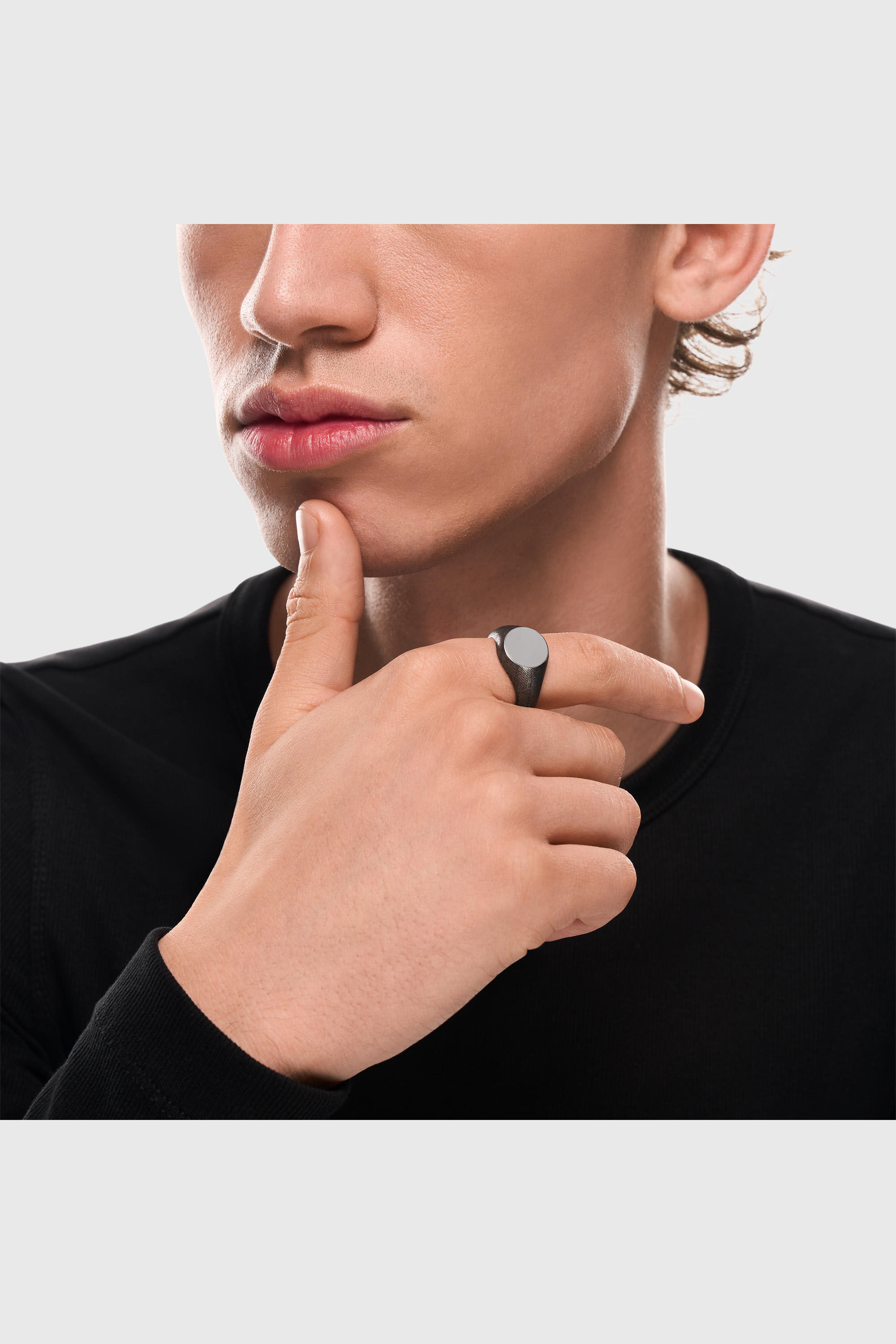 Diesel - DX1736040, Unisex's Stainless steel denim texture signet ring in Silver - 4