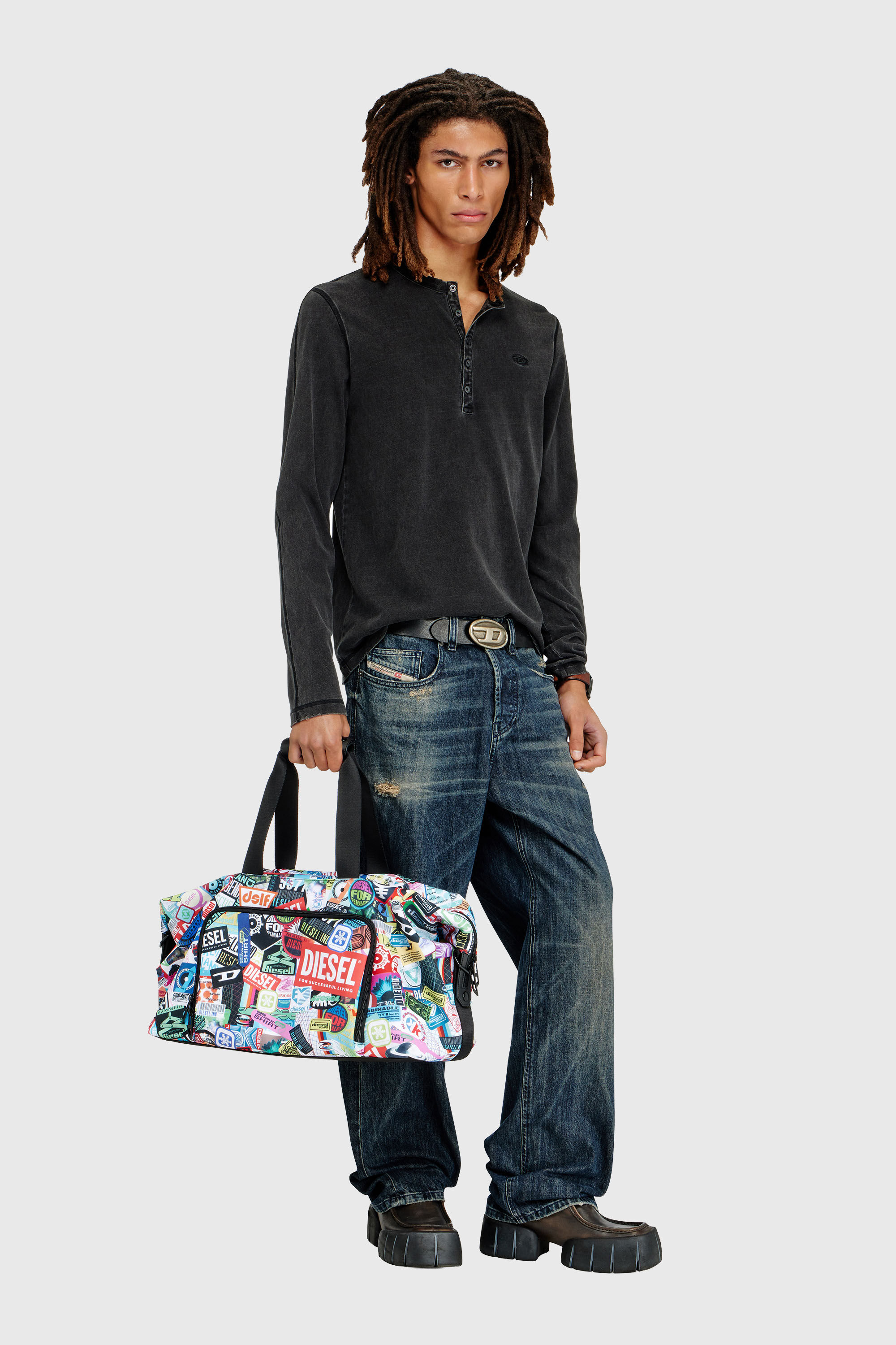 Diesel - DIESEL PC PRINTED DUFFLE-STICKERS- DSB00, Unisex's Pratical duffle bag with stickers in Multicolor - 7