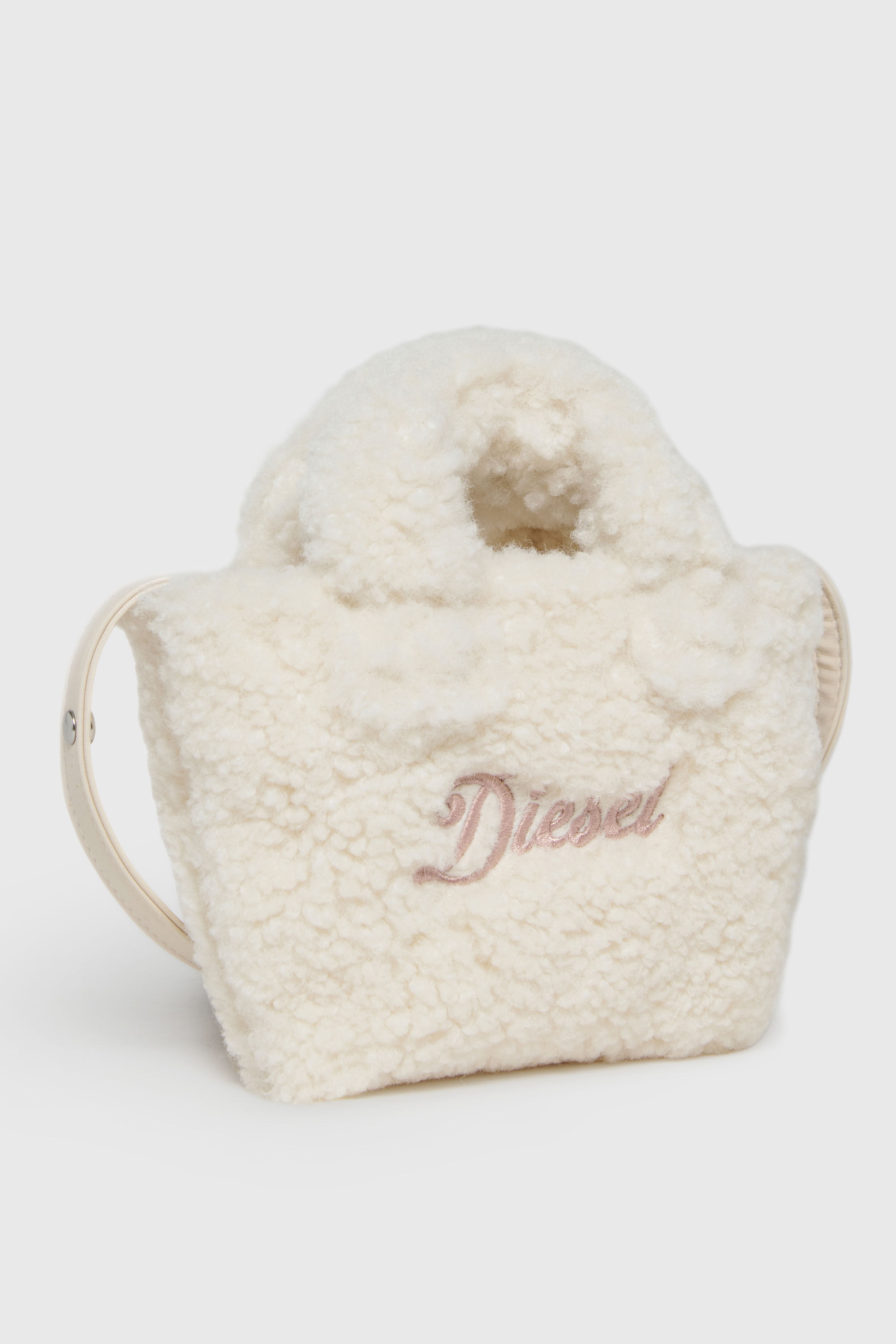 Diesel - WIXIT, Woman's WIXIT - Mini bag in teddy fleece in White - 3