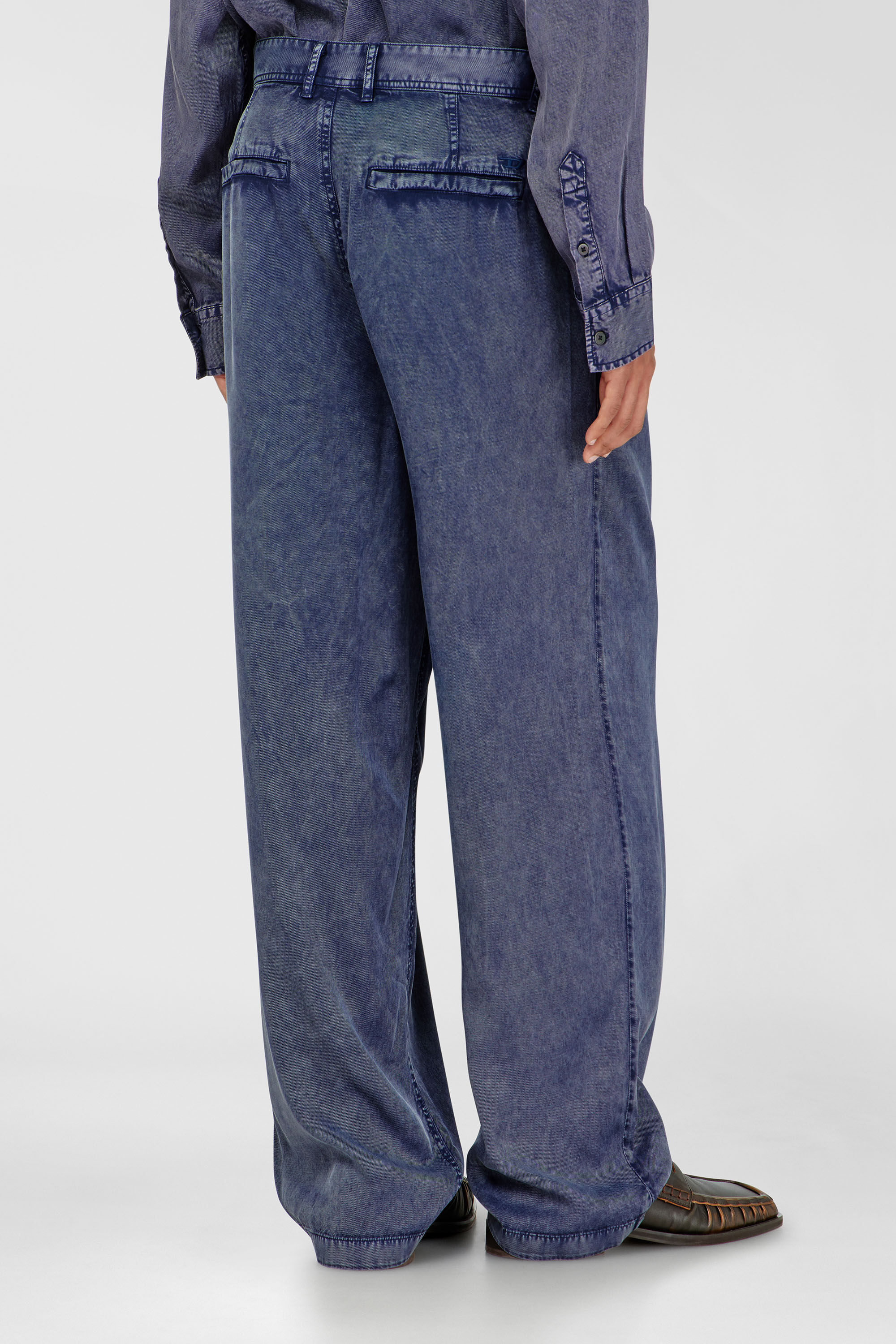 Diesel - P-FAUST-NIBC, Man's Wide-leg pants in denim-effect viscose in Blue - 4