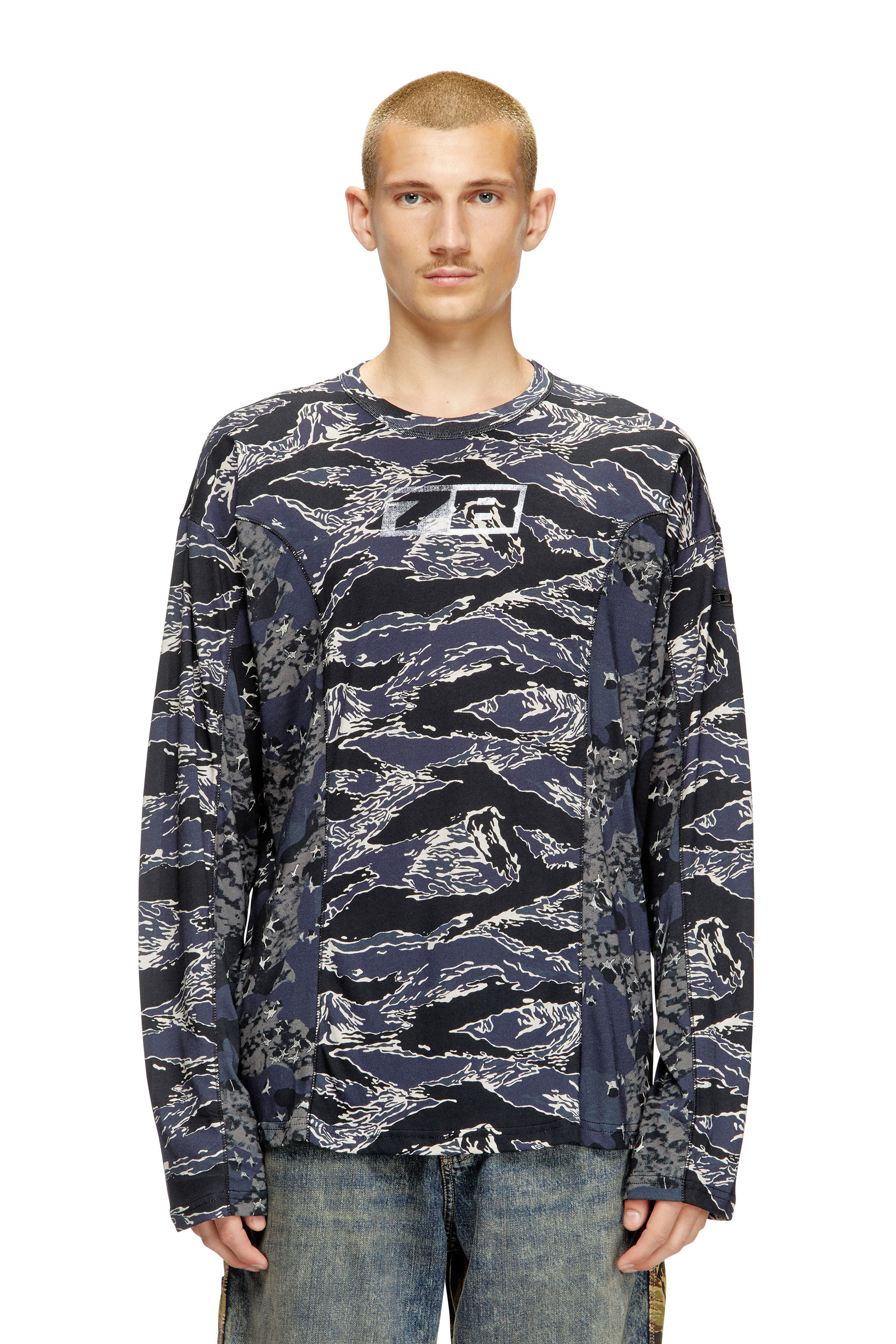 Diesel - T-BOXT-LS-CURT, Man's Long-sleeve T-shirt with mixed camo prints in null - 1
