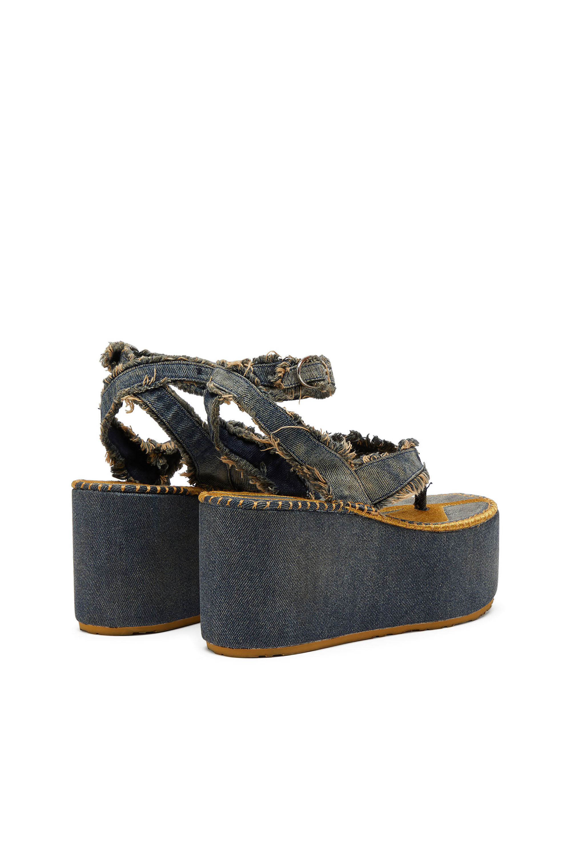Diesel - SA-NIKOLA SANDAL, Woman's Sa-Nikola - Sandal in denim with frayed details in Blue/Grey - 3