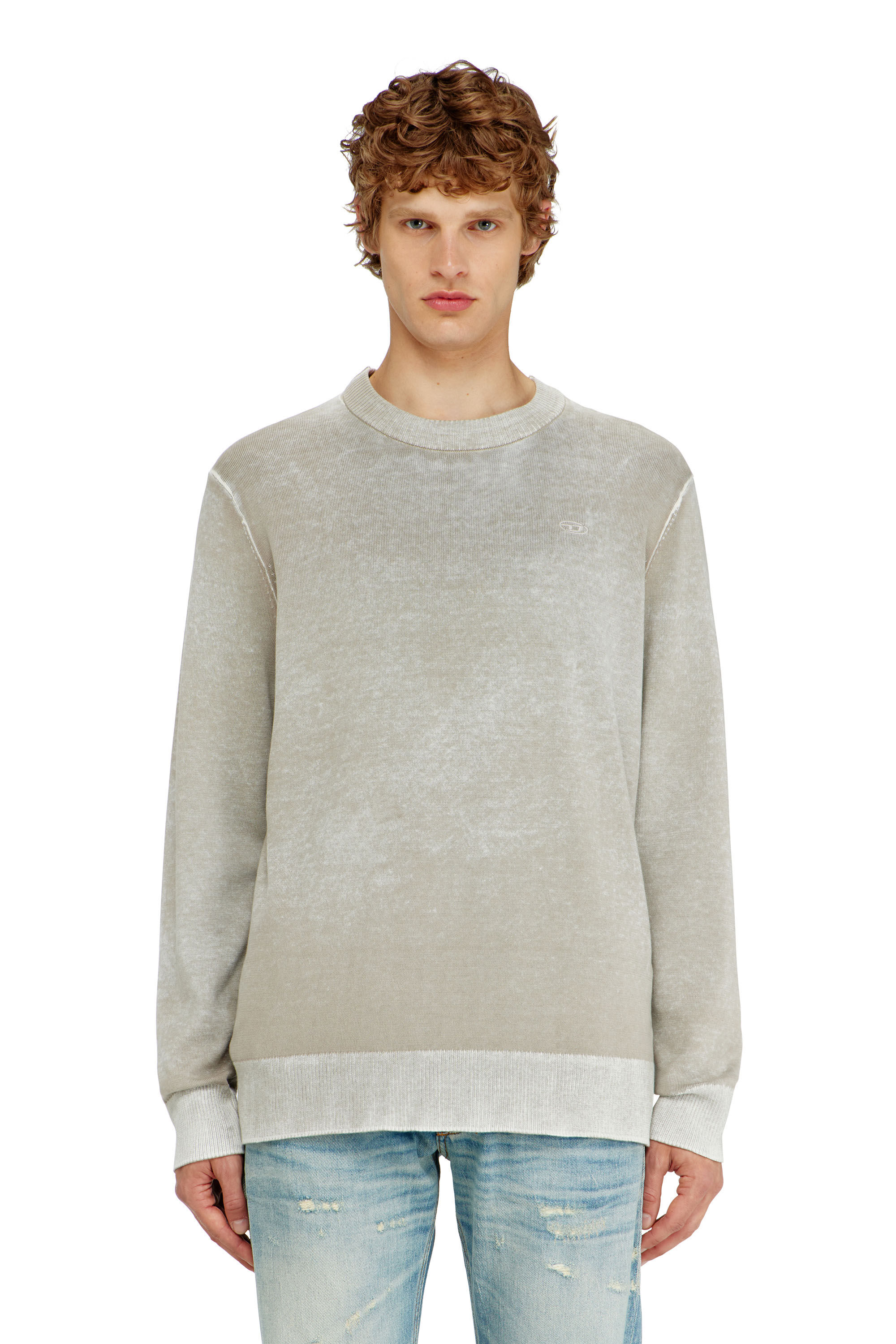 Diesel - K-LAURENT, Man's Jumper with faded reverse print in Light Grey - 3