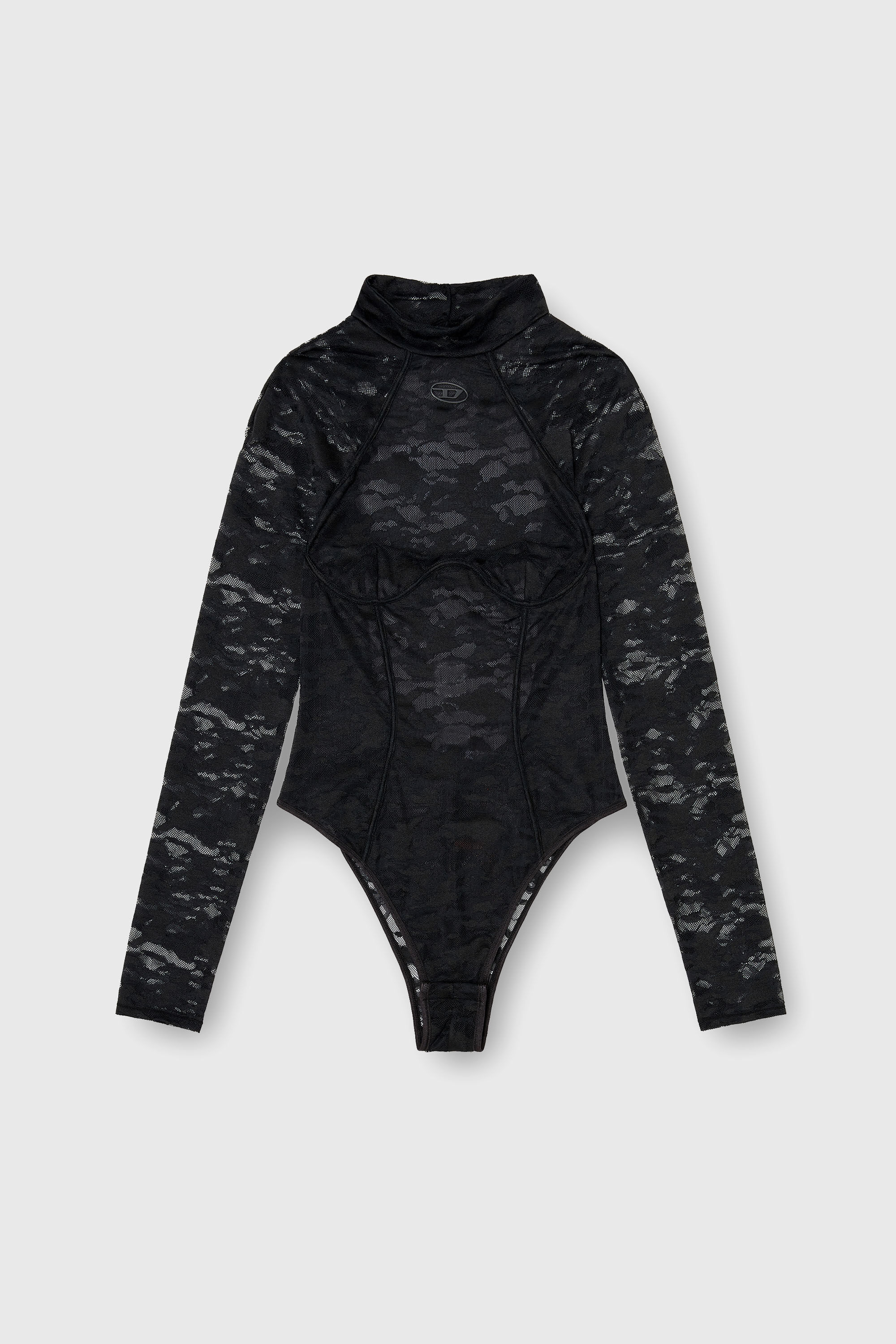 Diesel - VIVIAN-UTLT, Woman's Bodysuit in nylon lace with open back in Black - 2