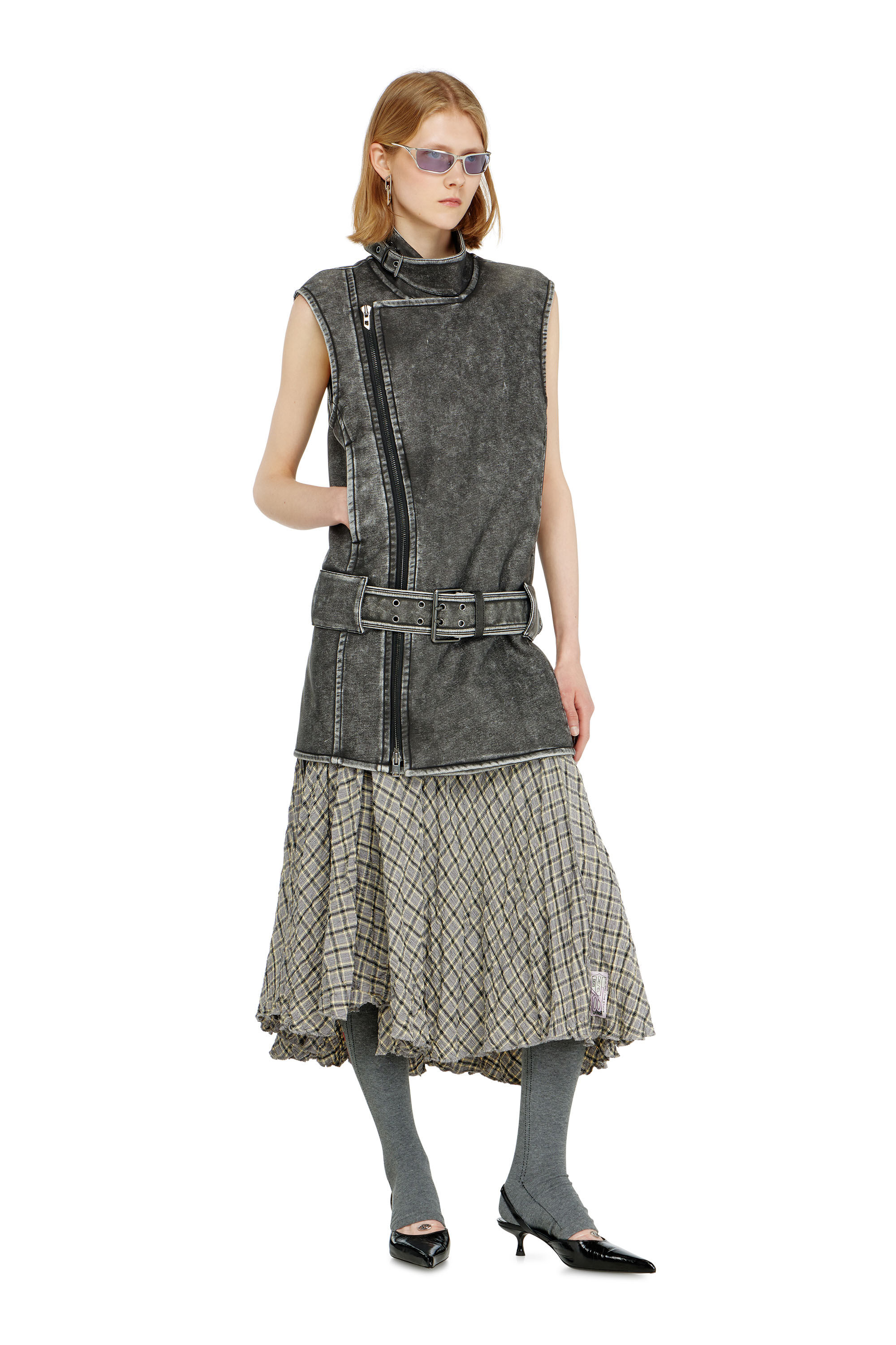Diesel - D-IKE, Woman's Biker-style mini dress with belt in null - 1
