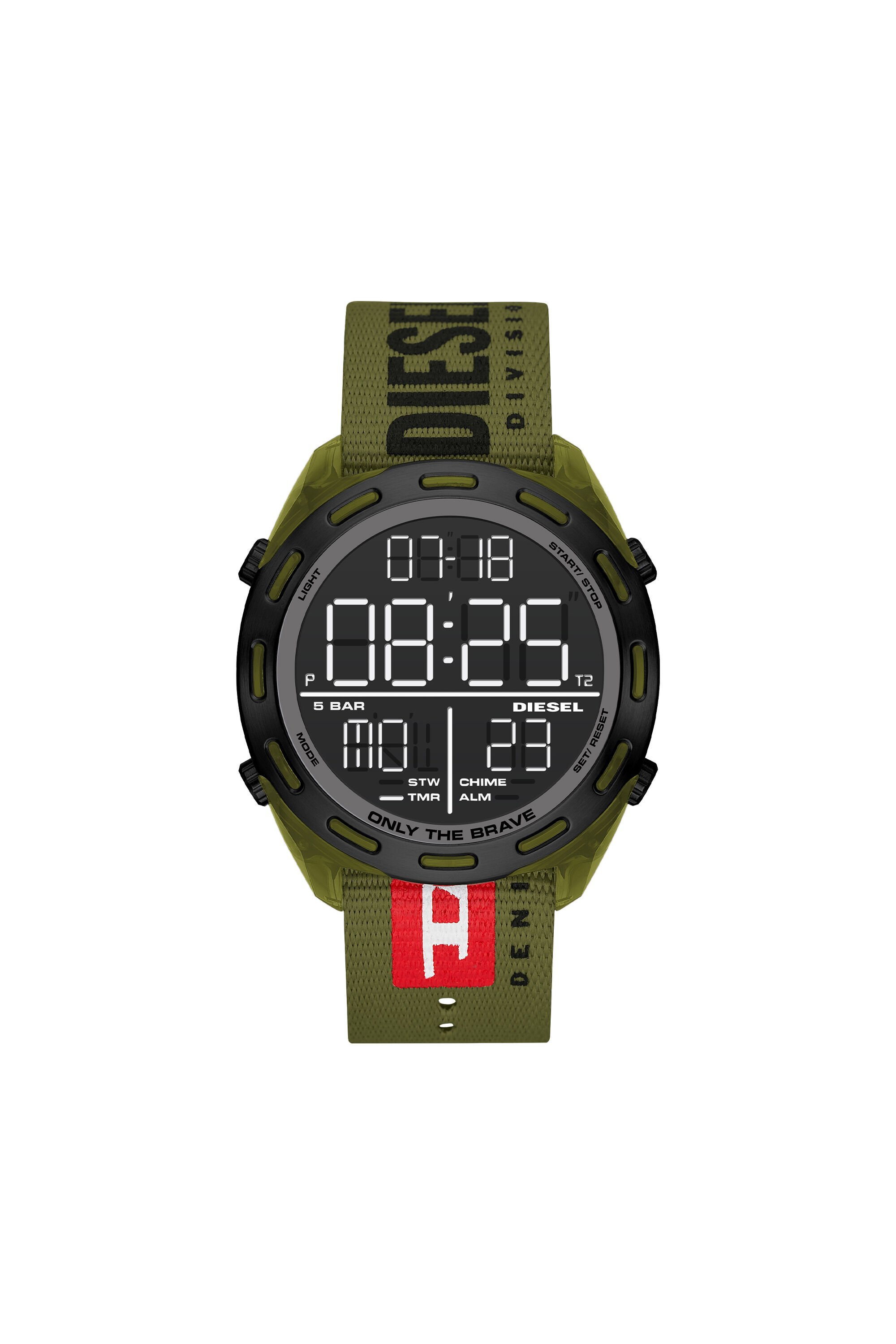 DZ1939 Crusher digital military green nylon watch Diesel