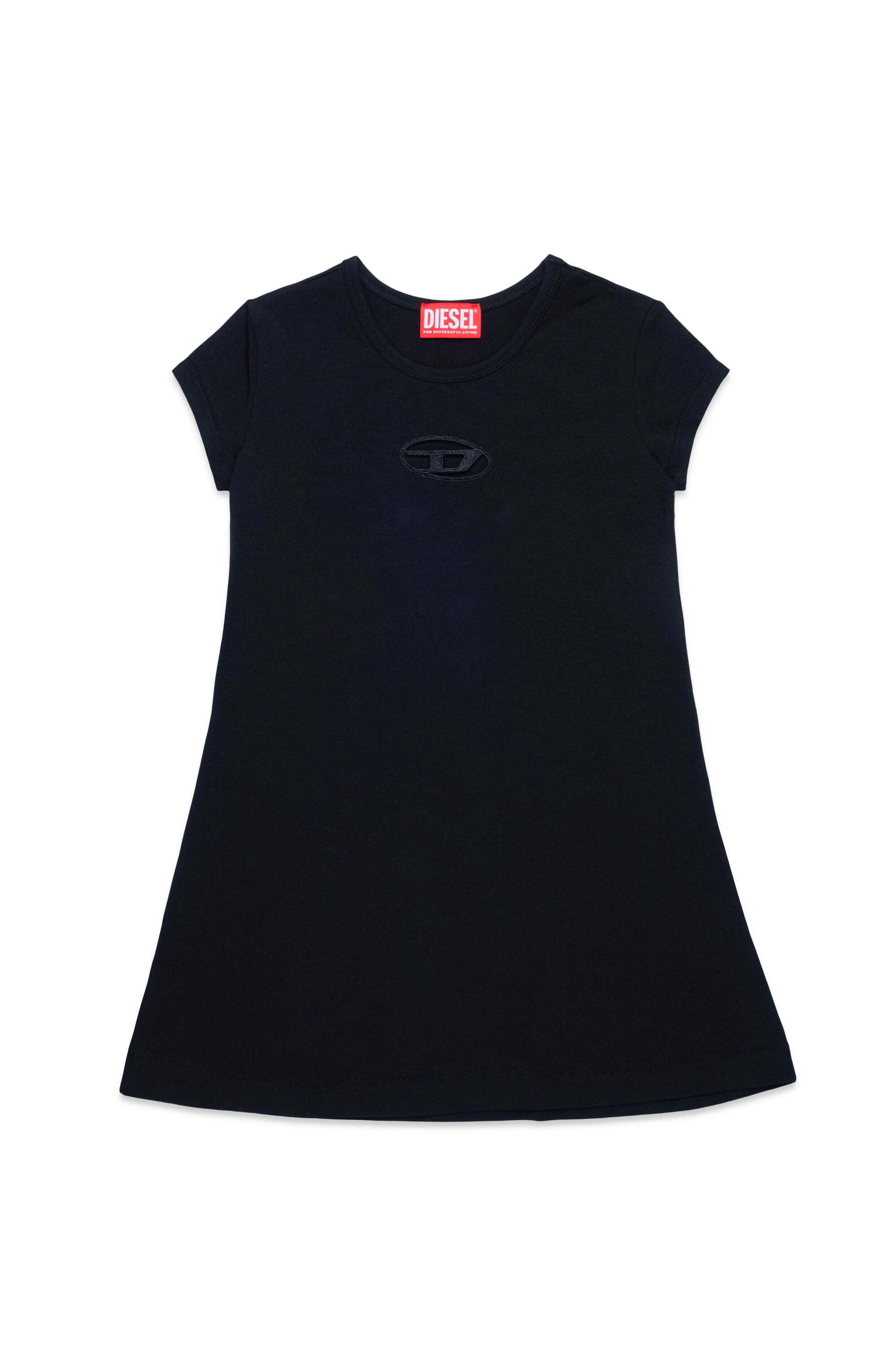 Diesel - DANGIELAM, Woman's T-shirt dress with cut-out Oval D logo in Black - 1