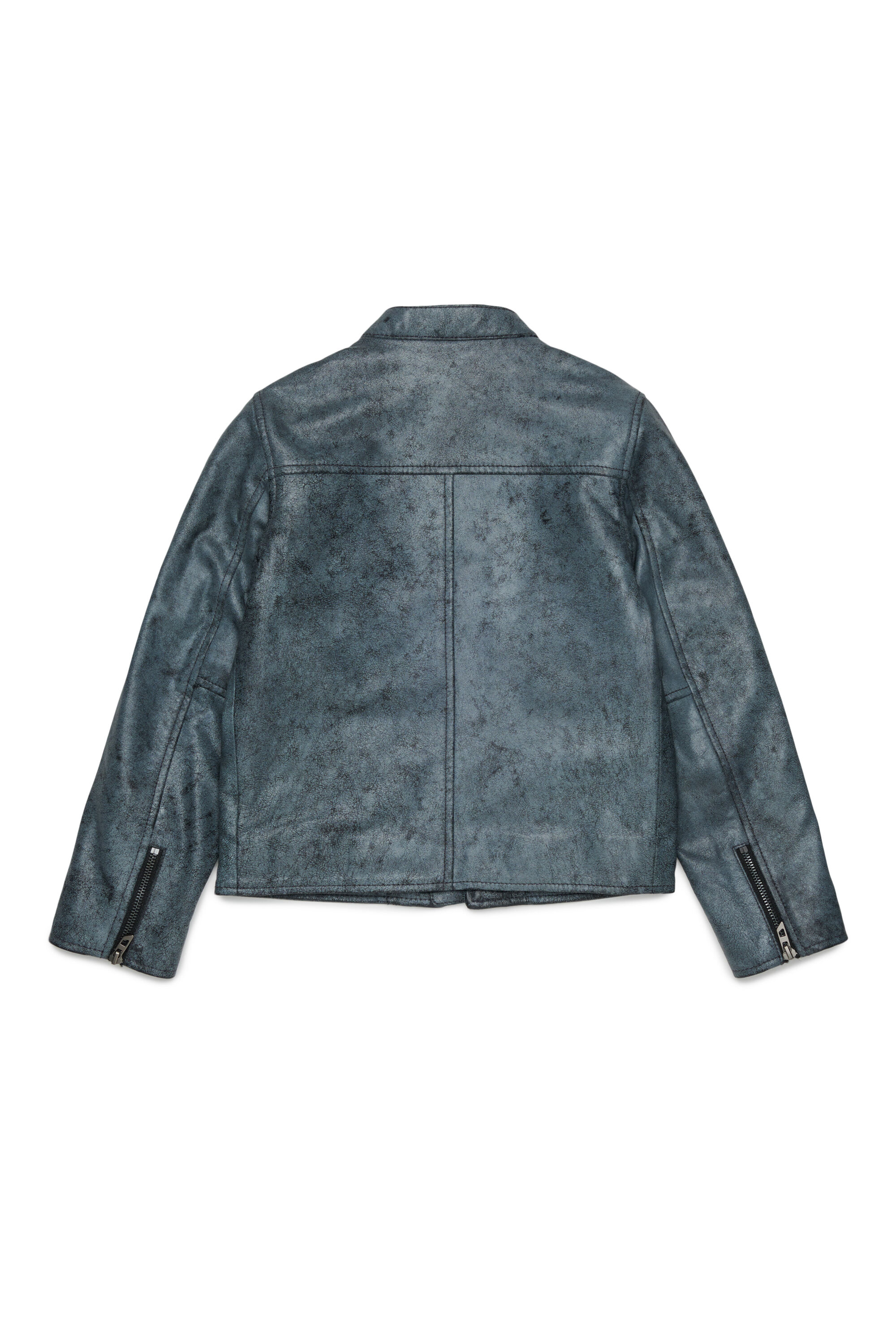Diesel - JLEVERT, Man's Leather biker jacket with maxi logo in Black - 2