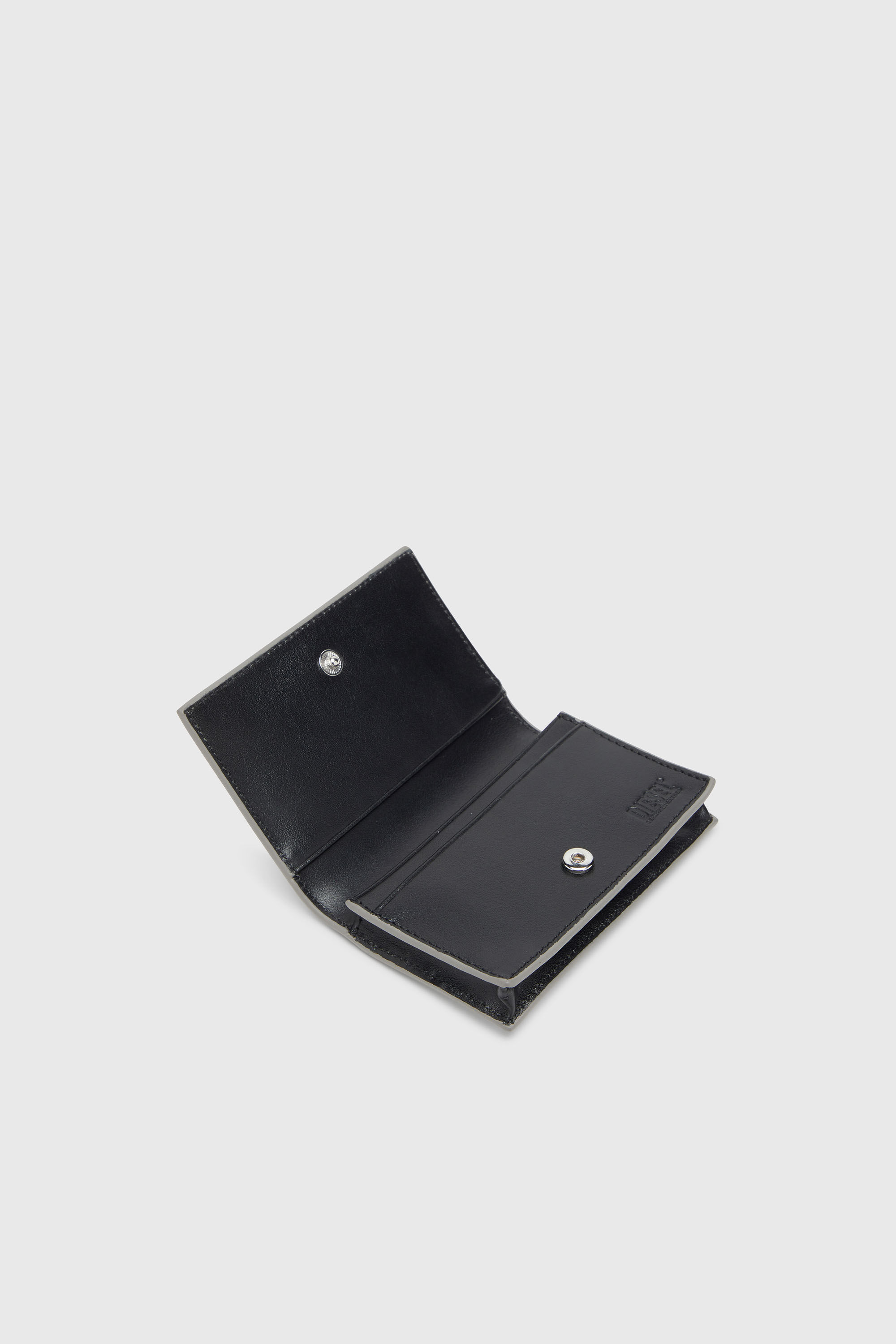Diesel - 1DR CARD HOLDER IV, Woman's Metallic leather card holder in Silver - 3