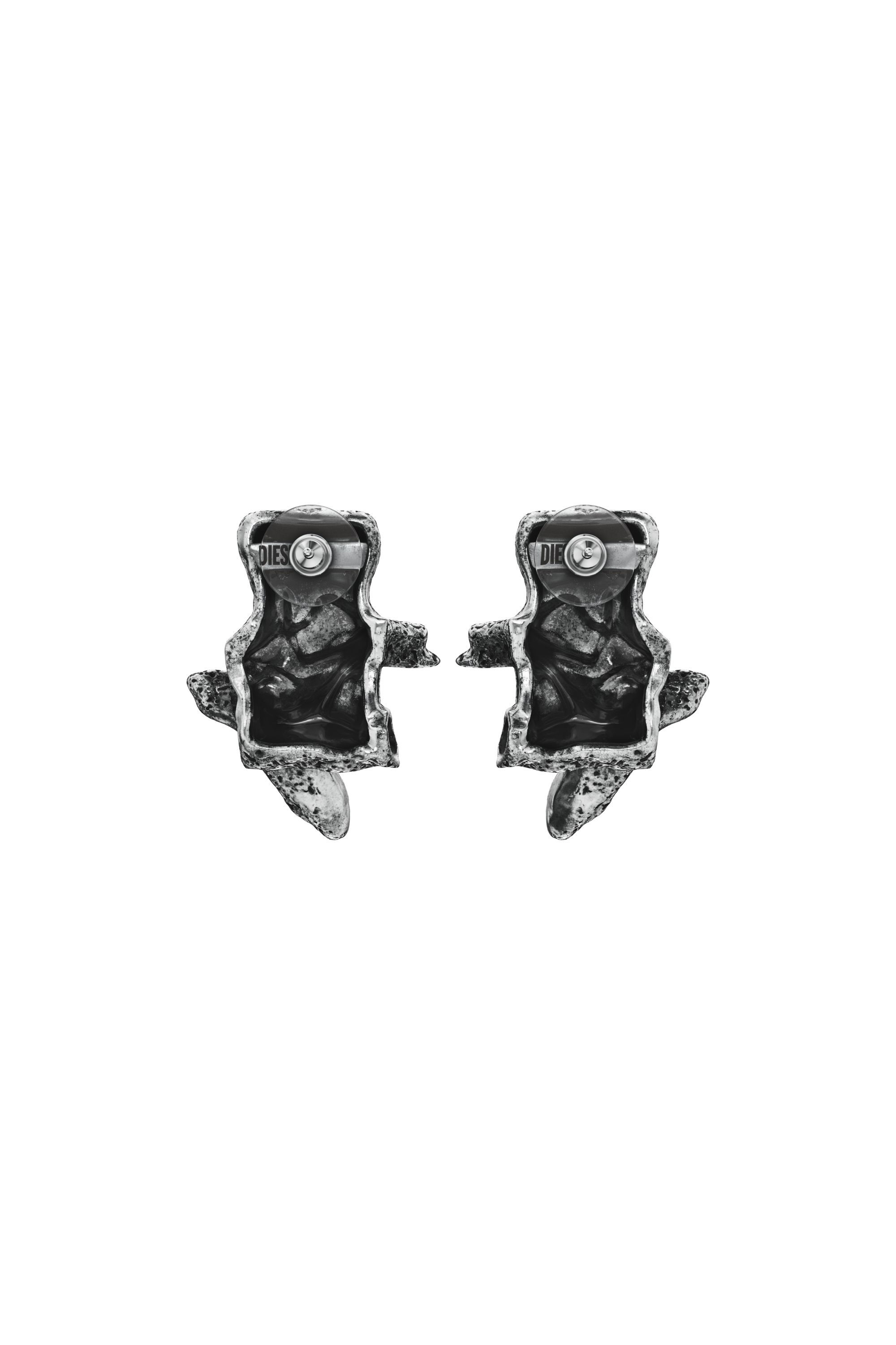 Diesel - DX1710040 JEWELLERY, Unisex's Silver-tone stud earrings in Dark grey - 3