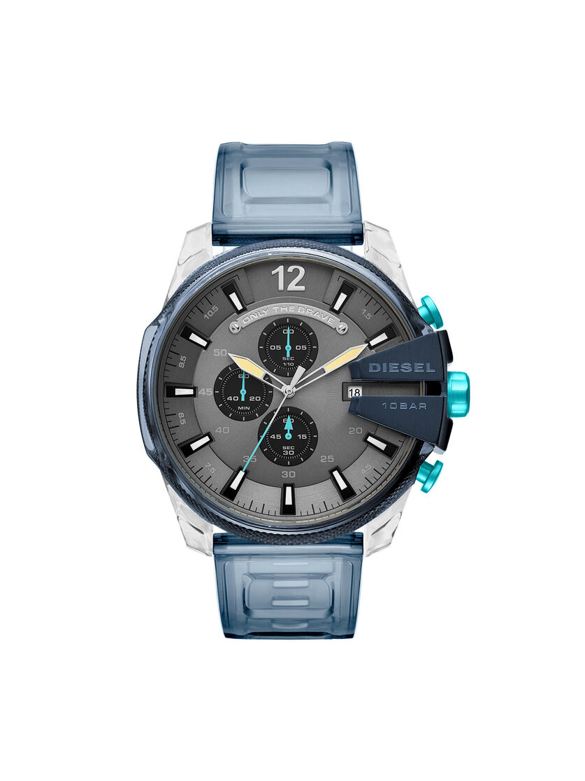 Dz4487 Man Mega Chief Chronograph Watch In Blue Silicone Diesel