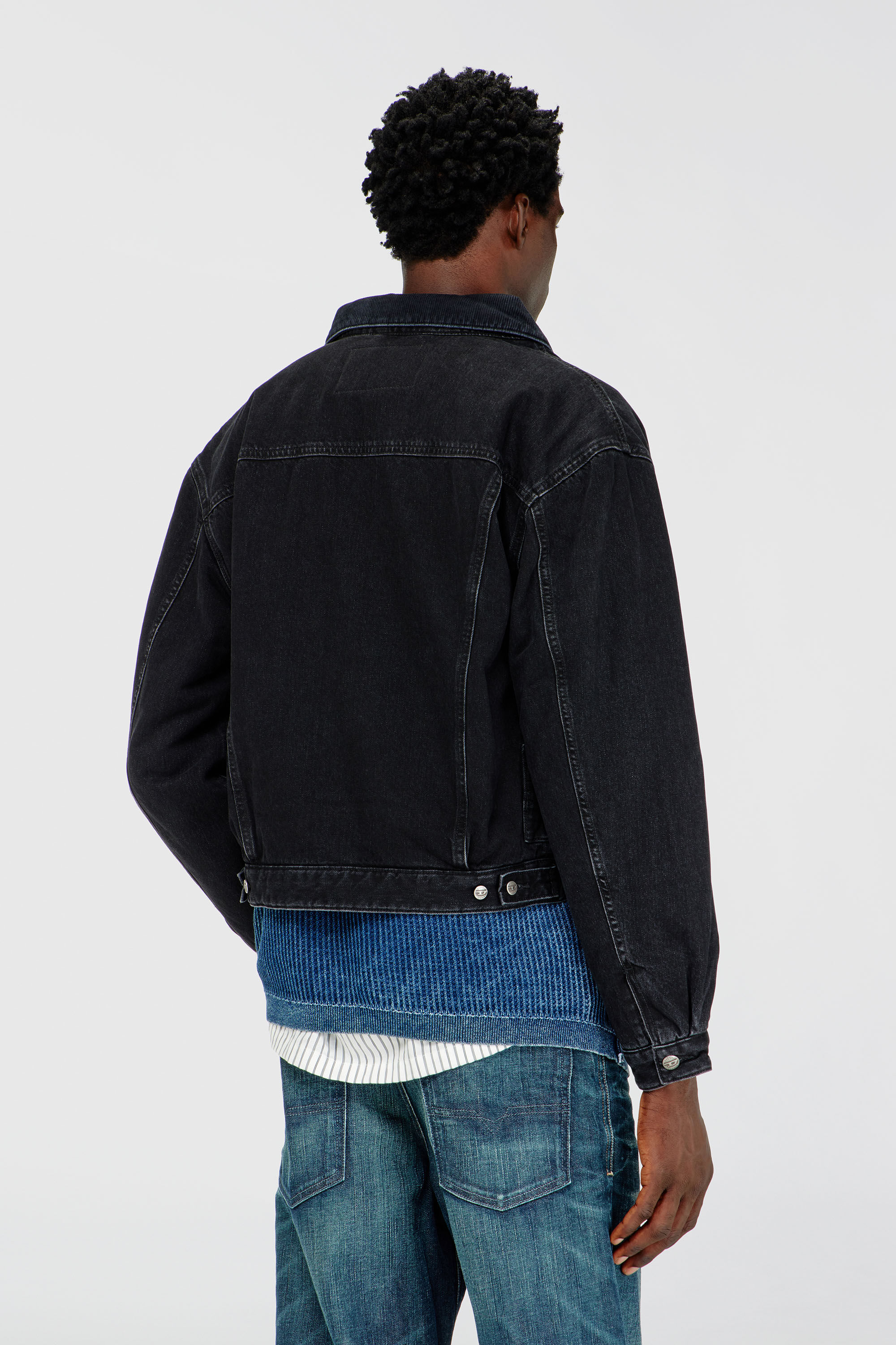 Diesel - D-RANGER-T, Unisex's Padded trucker jacket in denim in Black - 4