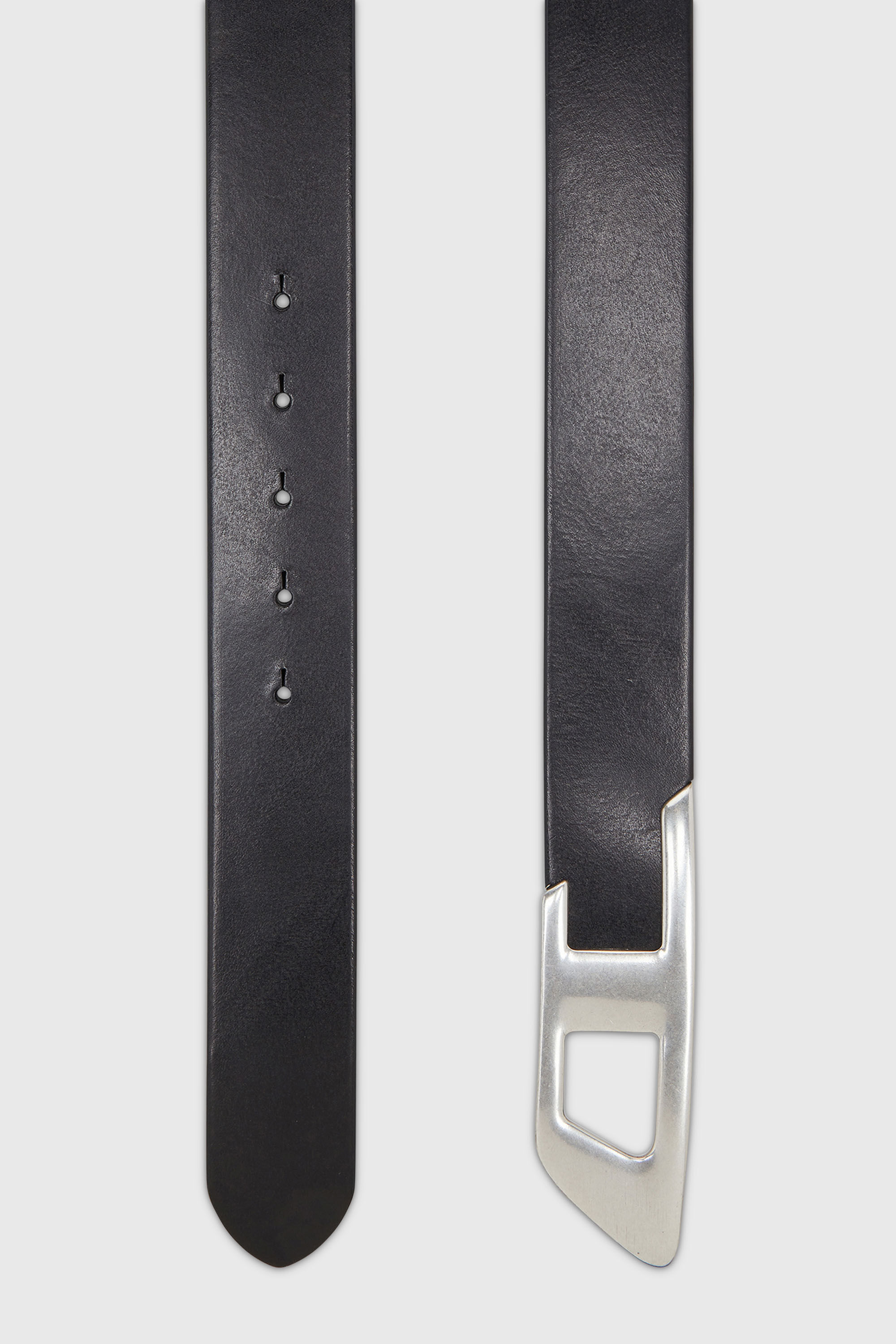 Diesel - B-D LOGO 2.0 40, Unisex's 4 cm leather belt with metal D buckle in Black/Silver - 2
