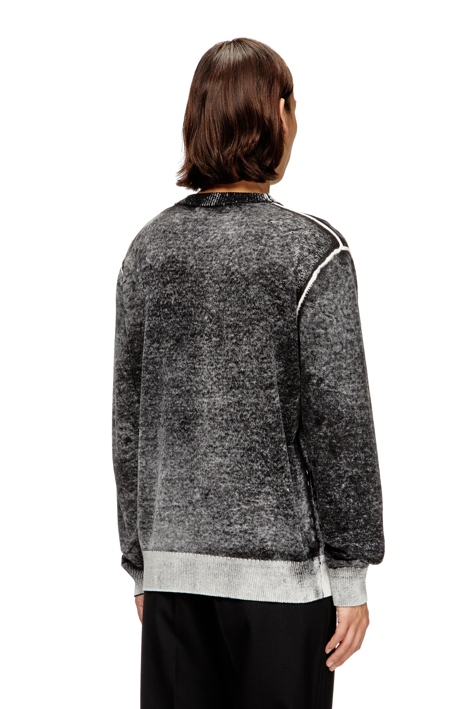 Diesel - K-LAURENT, Man's Jumper with faded reverse print in Grey - 4