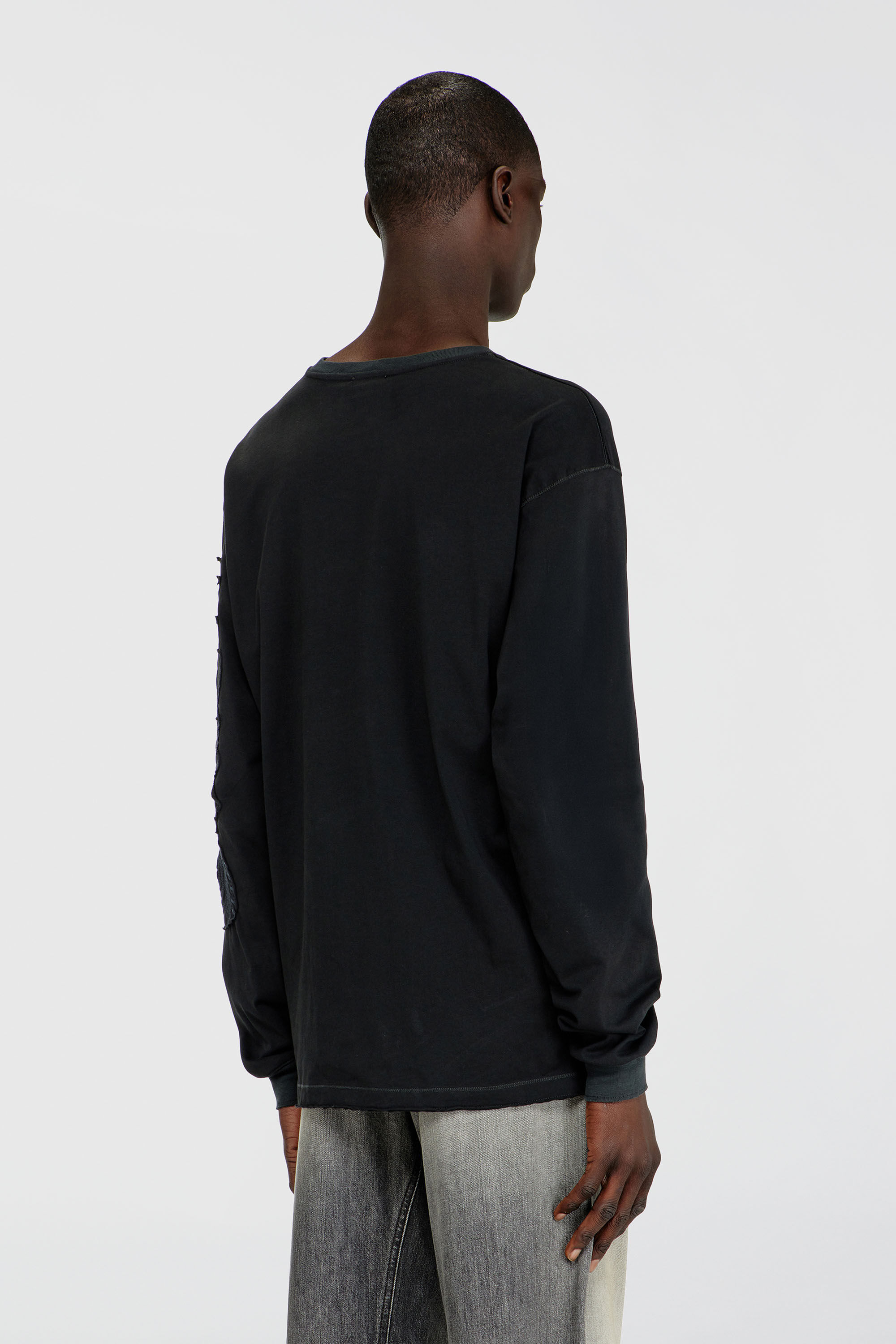 Diesel - T-NORM-LS-AA3, Man's Long-sleeve T-shirt with prints and patches in Black - 4