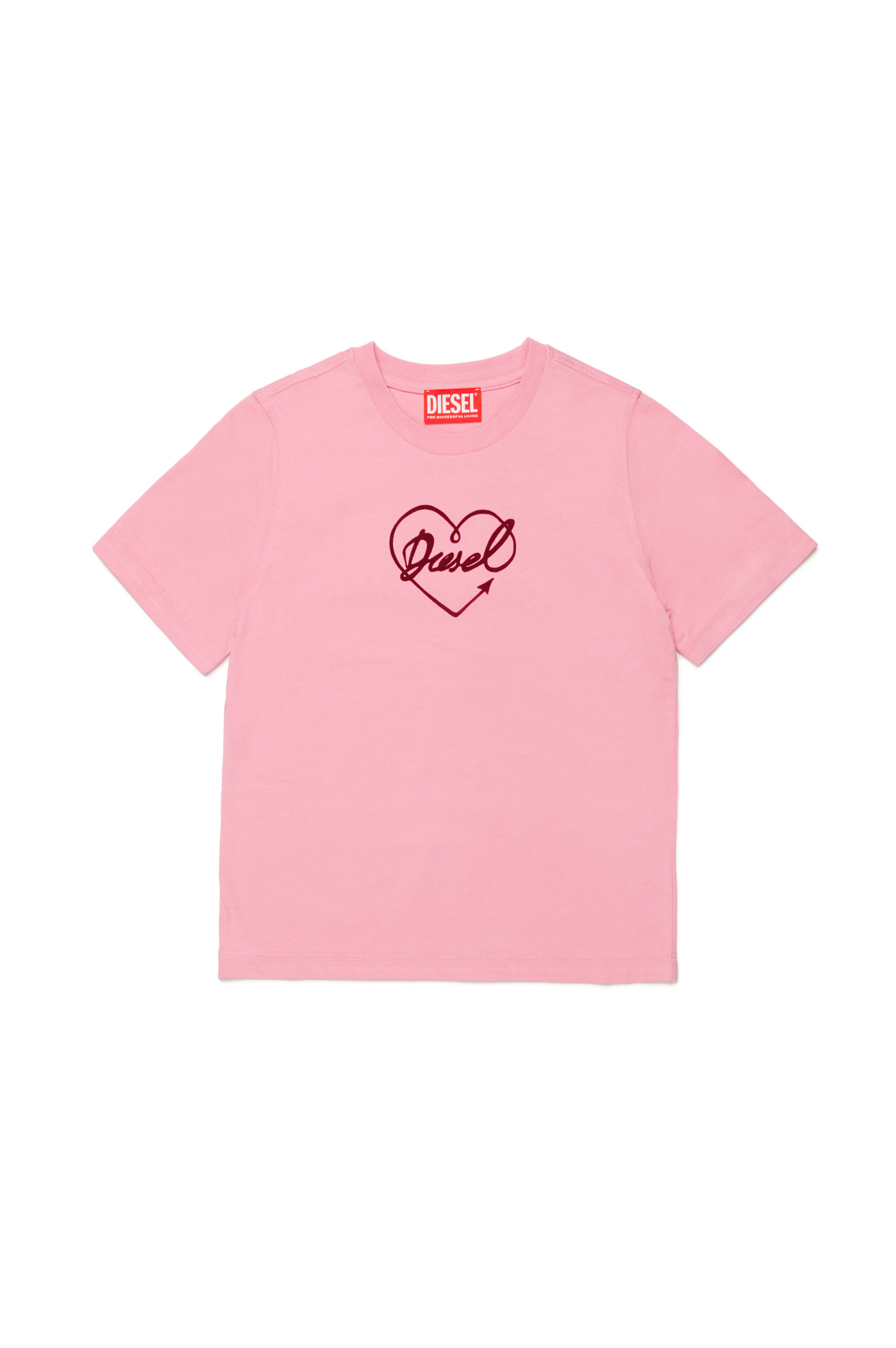 Diesel - TREGL4, Woman's T-shirt with flocked logo heart in Pink - 1