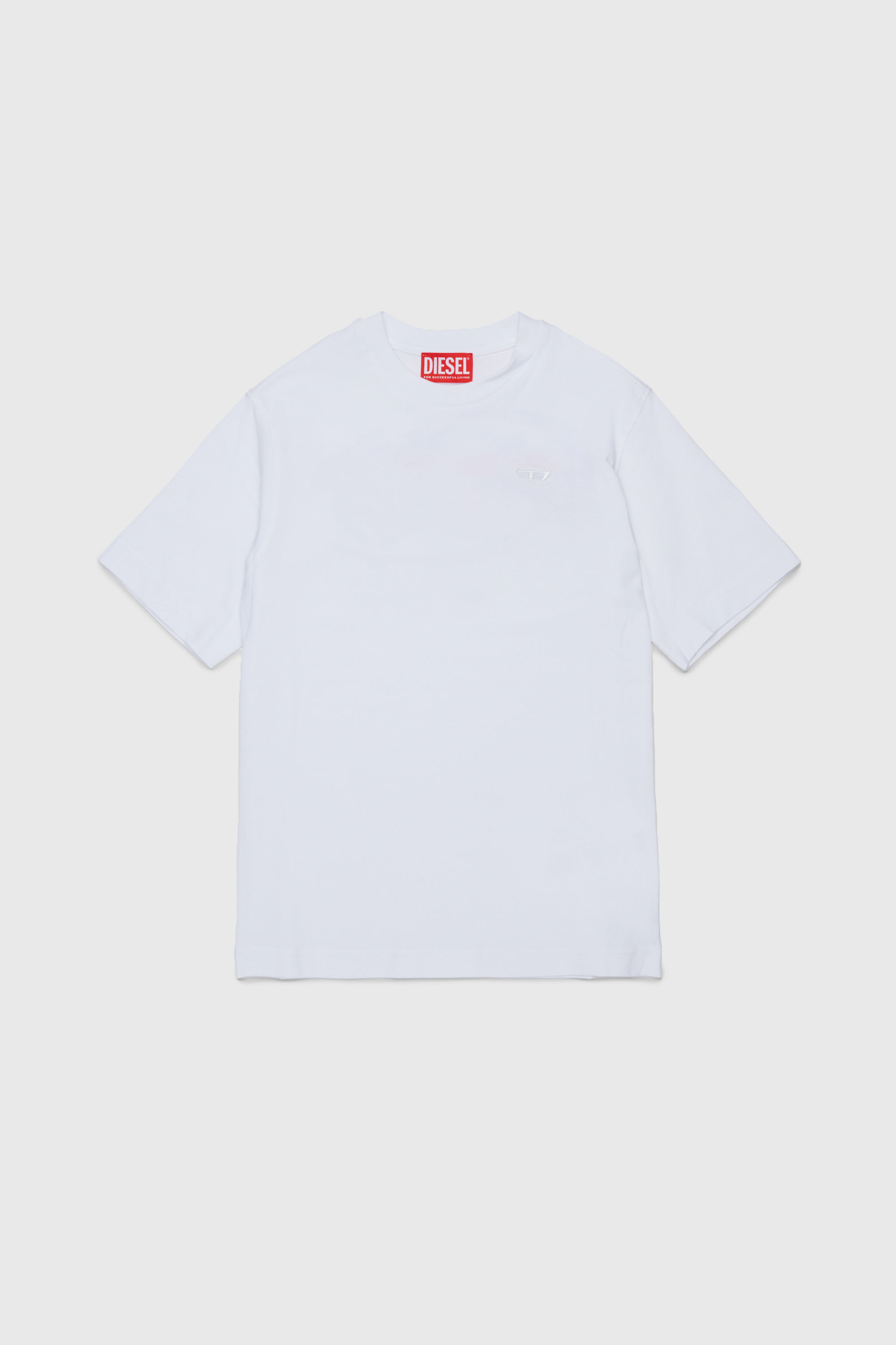 Diesel - TSCRAP OVER, Man's T-shirt with Oval D embroidery and flock print in White - 1