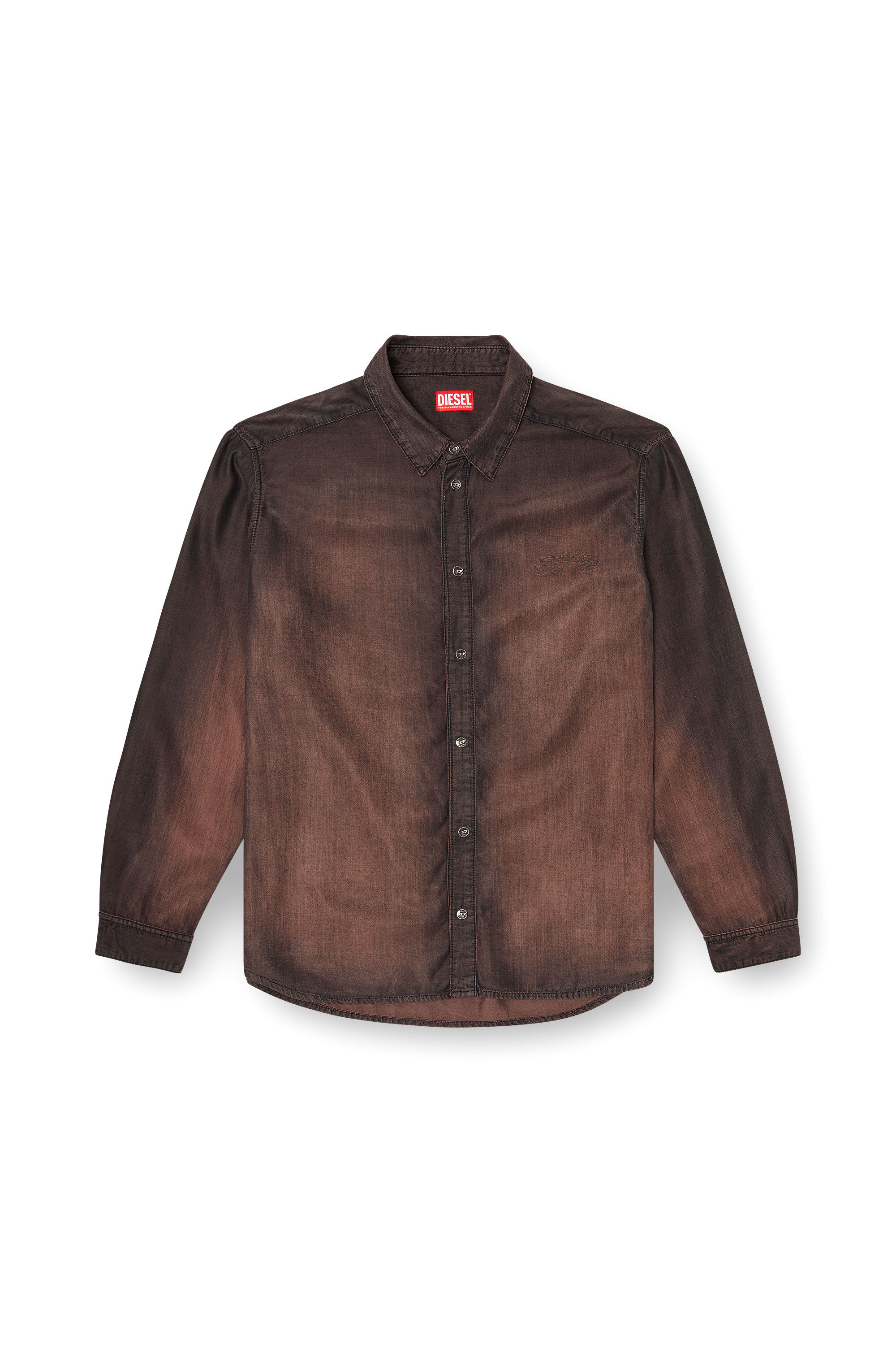 Diesel - D-SIMPLY-S16, Man's Shirt in fluid coated denim in Brown - 2