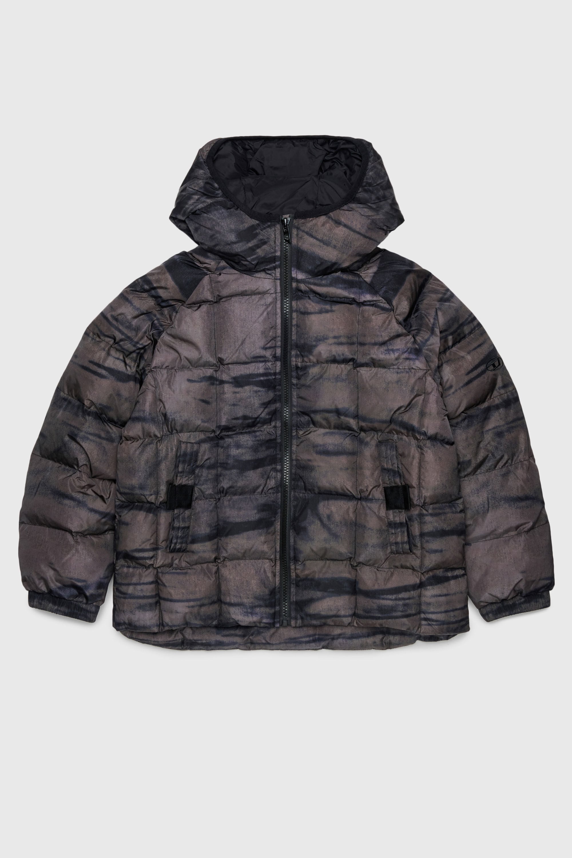 Diesel - JDEN, Man's Puffer jacket with streaky graphic print in Green - 1