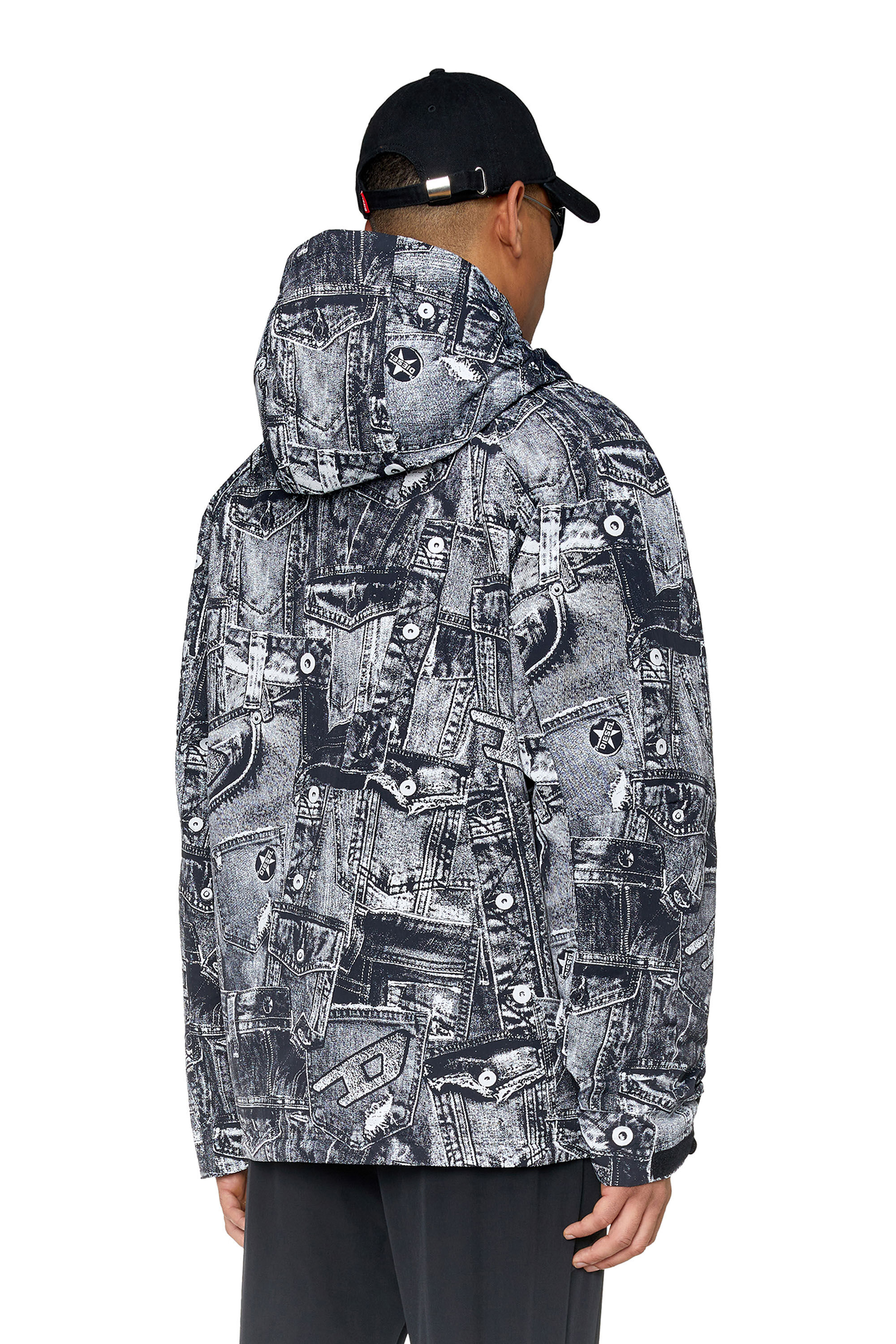 Men s Padded hooded anorak with graphic print AUWT REINHOLD WT04
